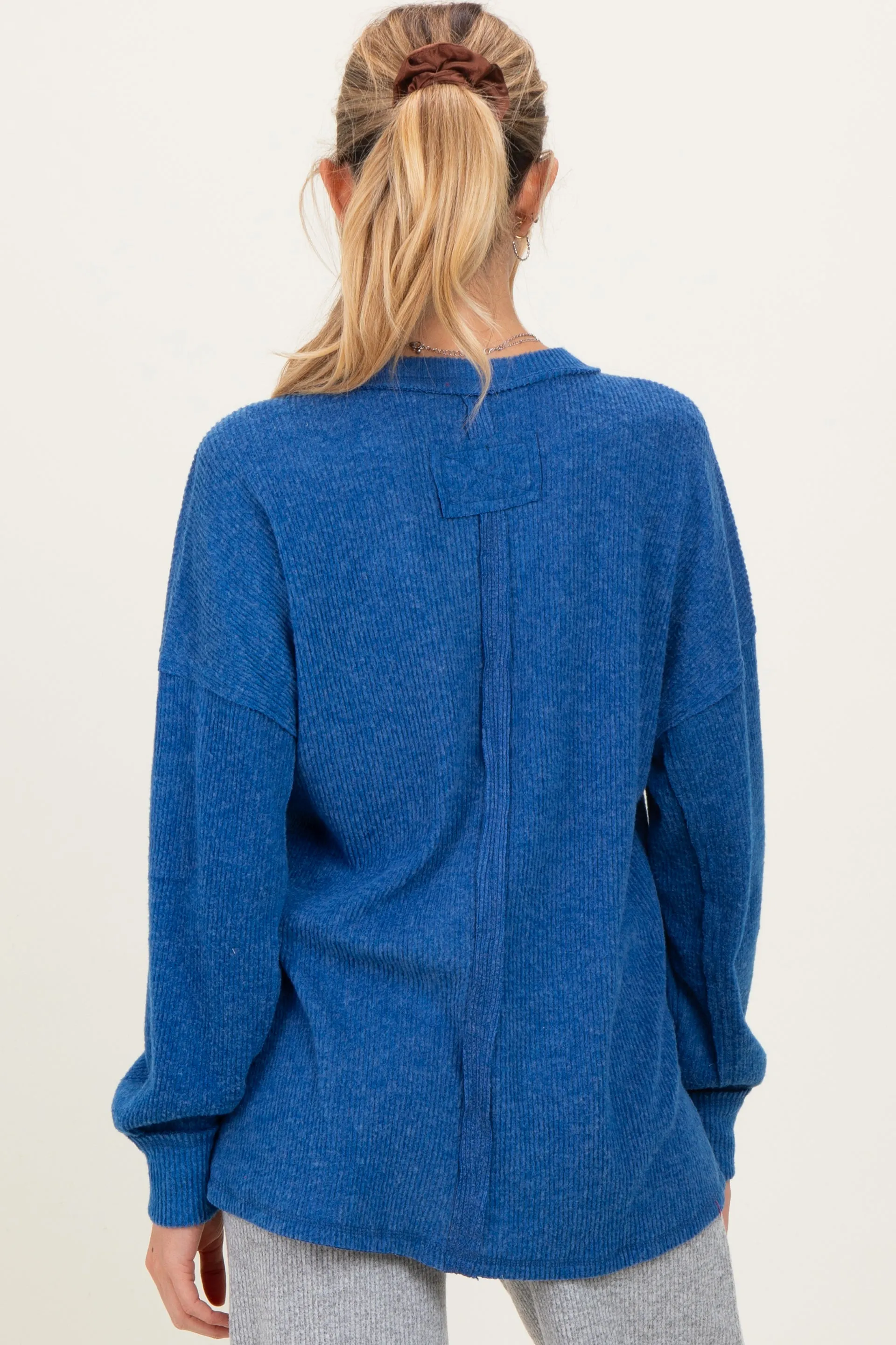 Lt Navy Brushed Ribbed Knit Maternity Pullover sold by Pinkblush product image thumbnail 3