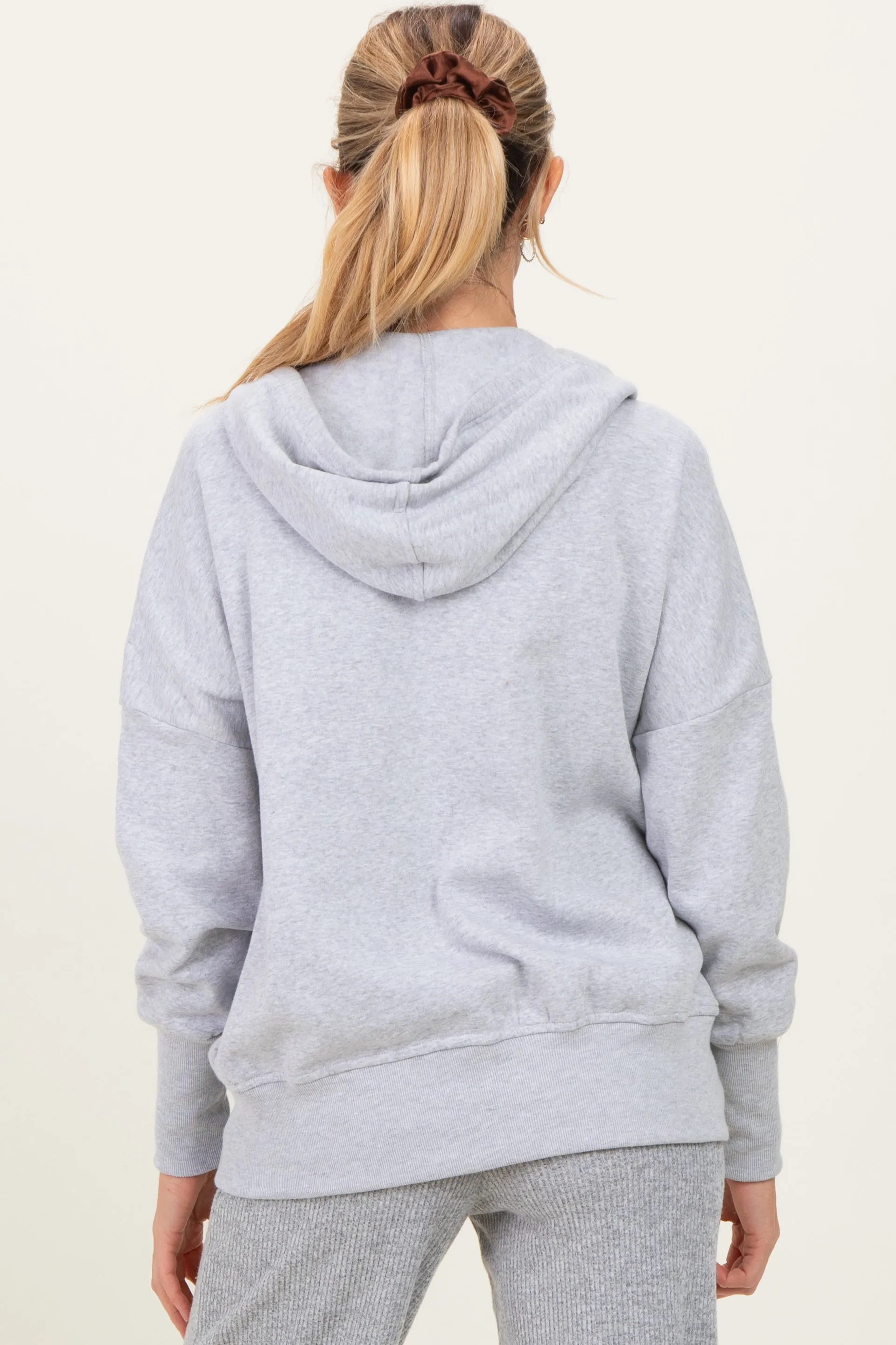 Heather Grey Fleece Snap Button Maternity Hoodie sold by Pinkblush product image thumbnail 4
