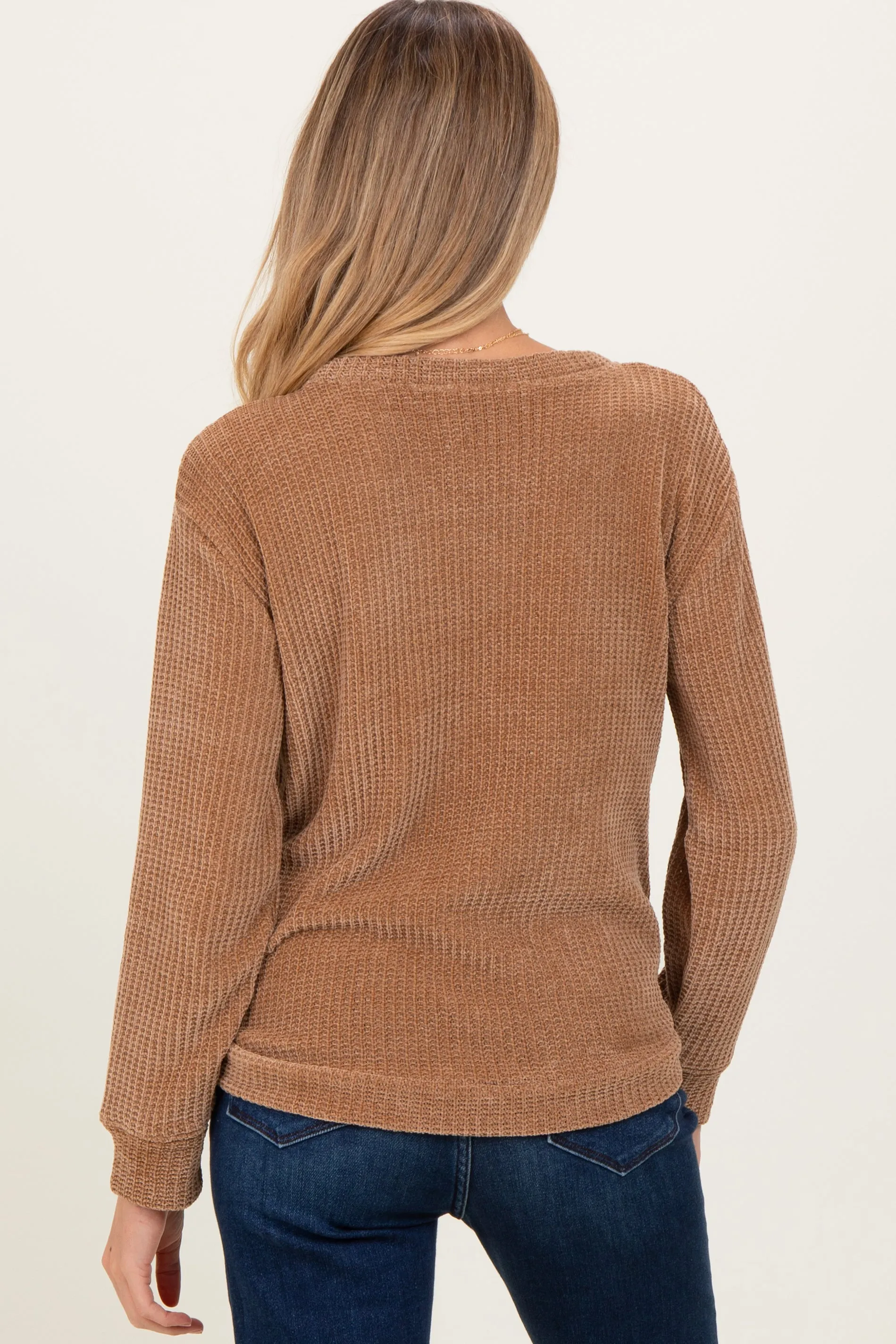 Camel Chenille Knit Maternity Sweater sold by Pinkblush product image thumbnail 3