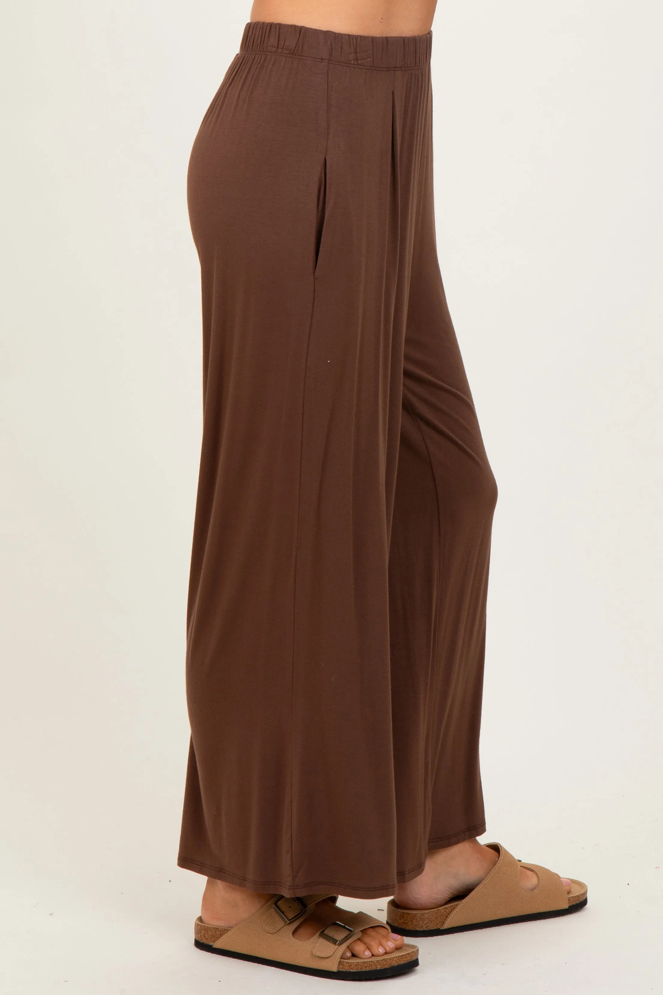 Brown Wide Leg Ankle Lounge Pants sold by Pinkblush product image thumbnail 3