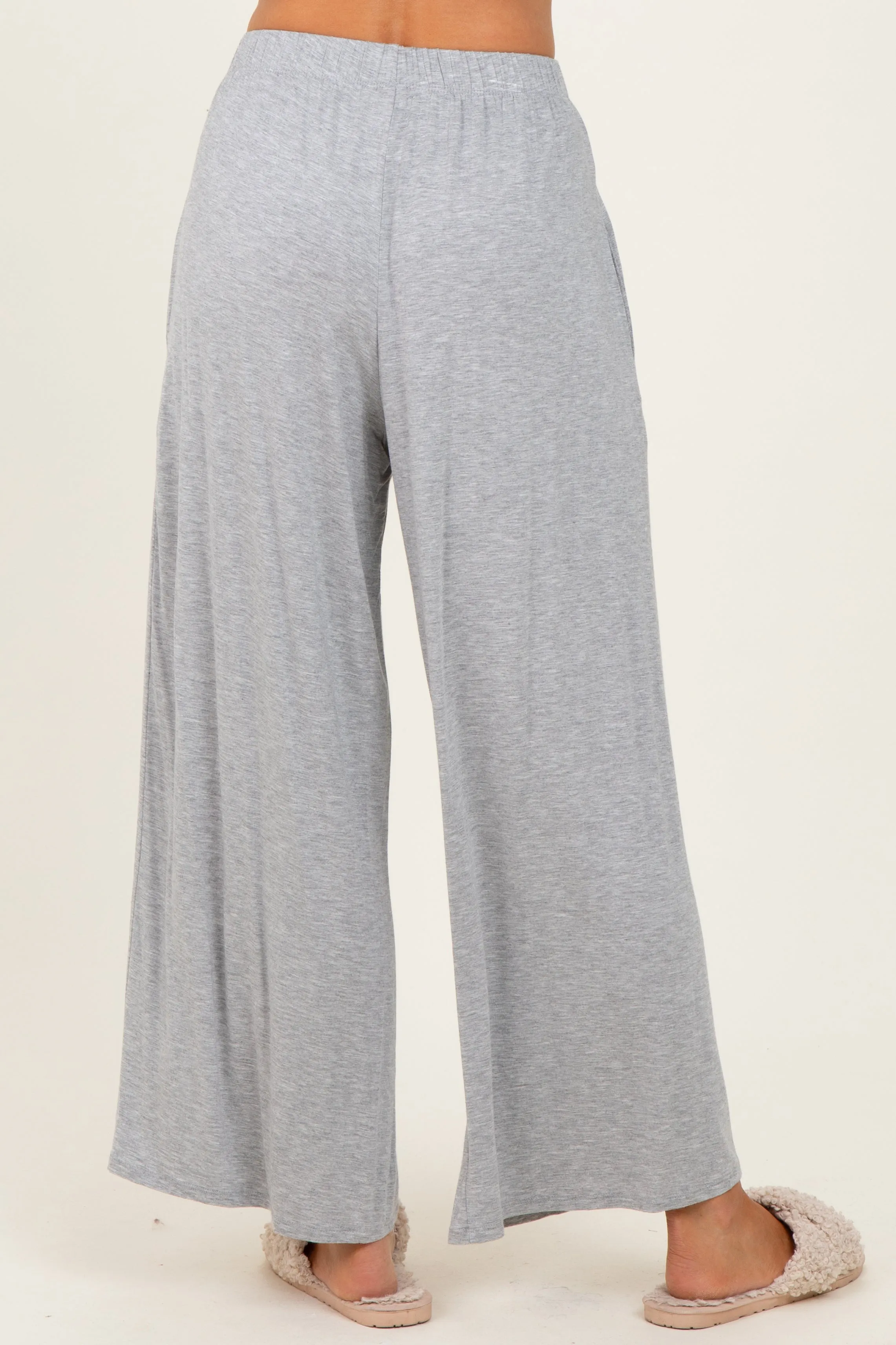 Heather Grey Wide Leg Ankle Lounge Pants sold by Pinkblush product image thumbnail 4