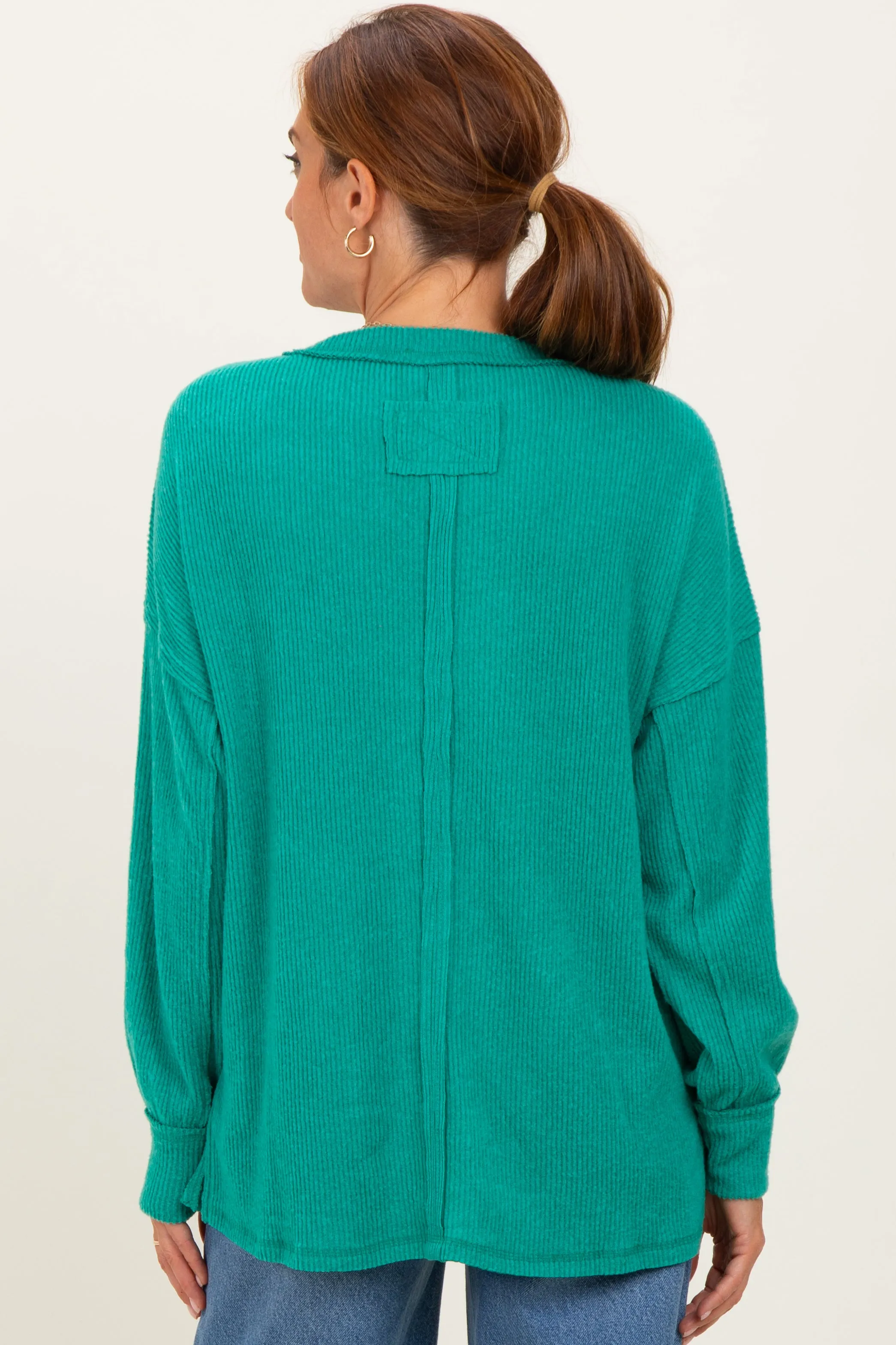 Green Brushed Ribbed Knit Pullover sold by Pinkblush product image thumbnail 4