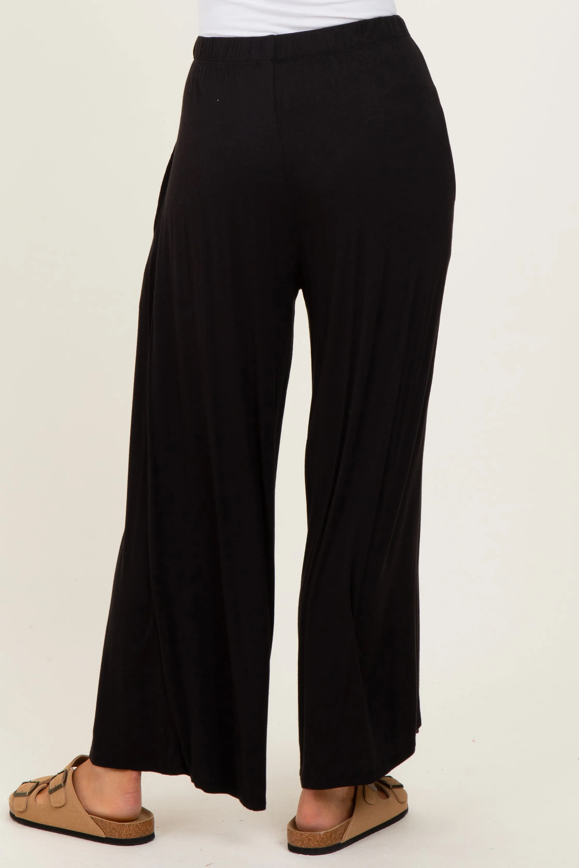 Black Wide Leg Ankle Lounge Pants sold by Pinkblush product image thumbnail 4