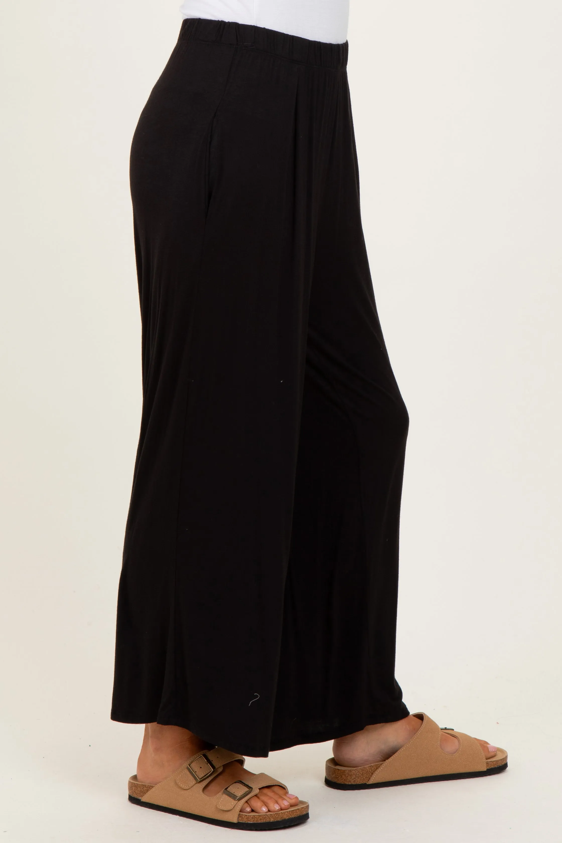 Black Wide Leg Ankle Lounge Pants sold by Pinkblush product image thumbnail 3