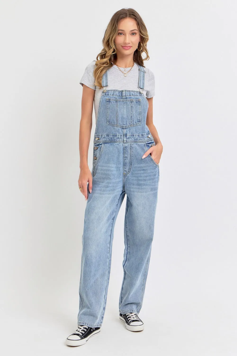 Light Blue Denim Front Pocket Overall sold by Pinkblush