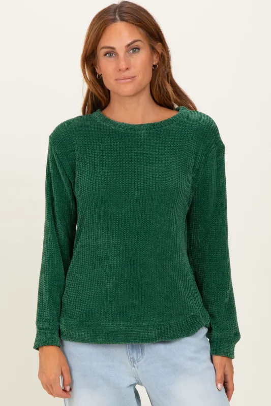 Emerald Green Chenille Knit Sweater sold by Pinkblush