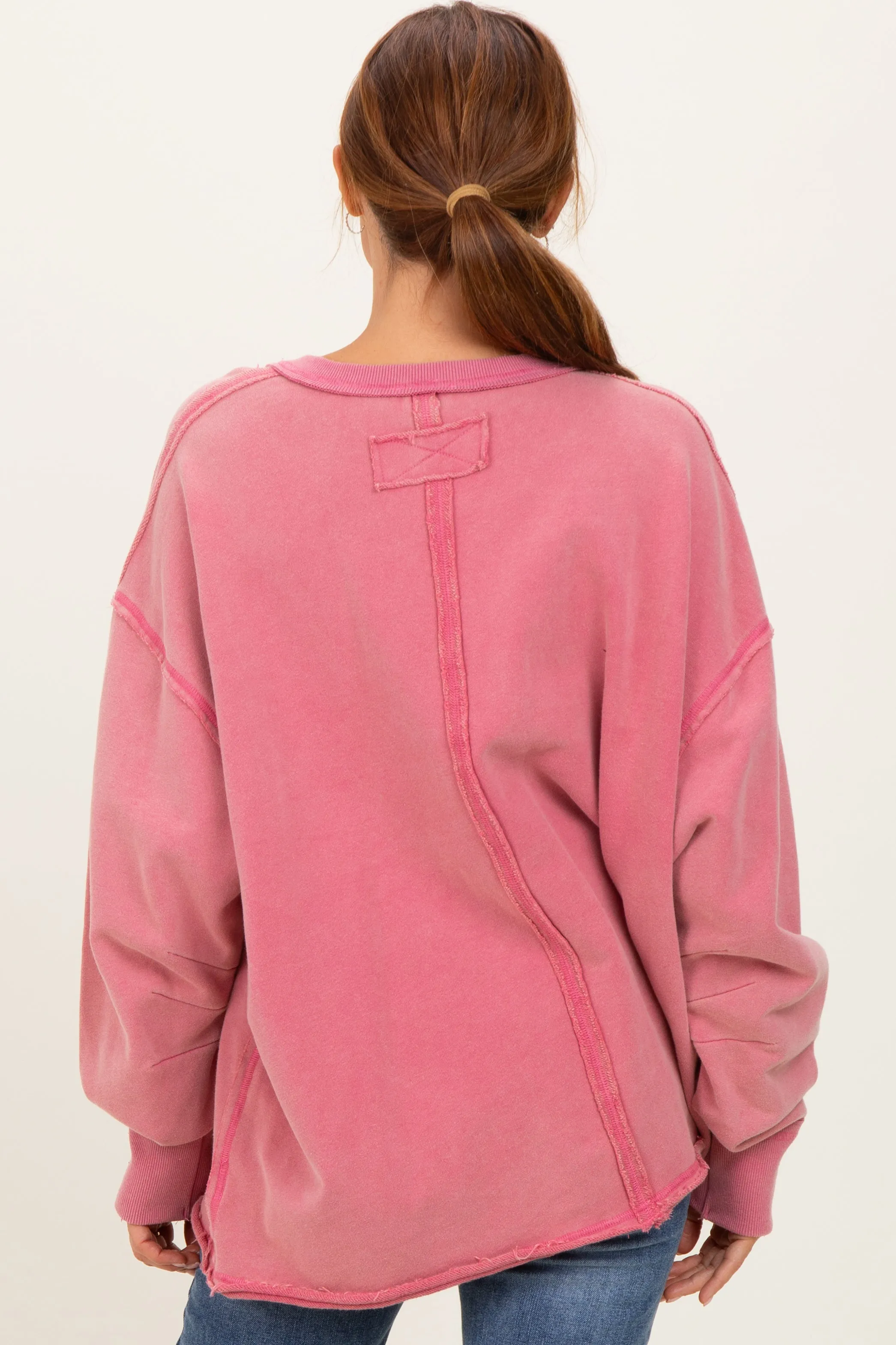Rose Mineral Washed French Terry Oversized Sweatshirt sold by Pinkblush product image thumbnail 4