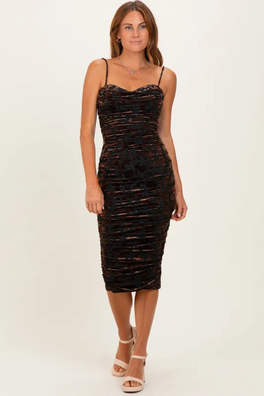 Forest Green Ruching Midi Dress sold by Pinkblush