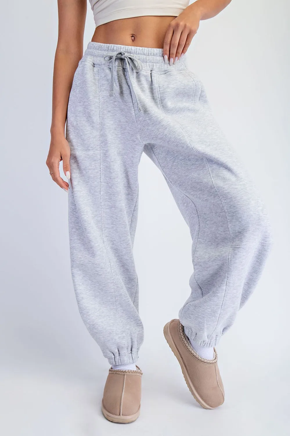 Heather Grey Multi Seam Fleece Sweatpants sold by Pinkblush product image thumbnail 2