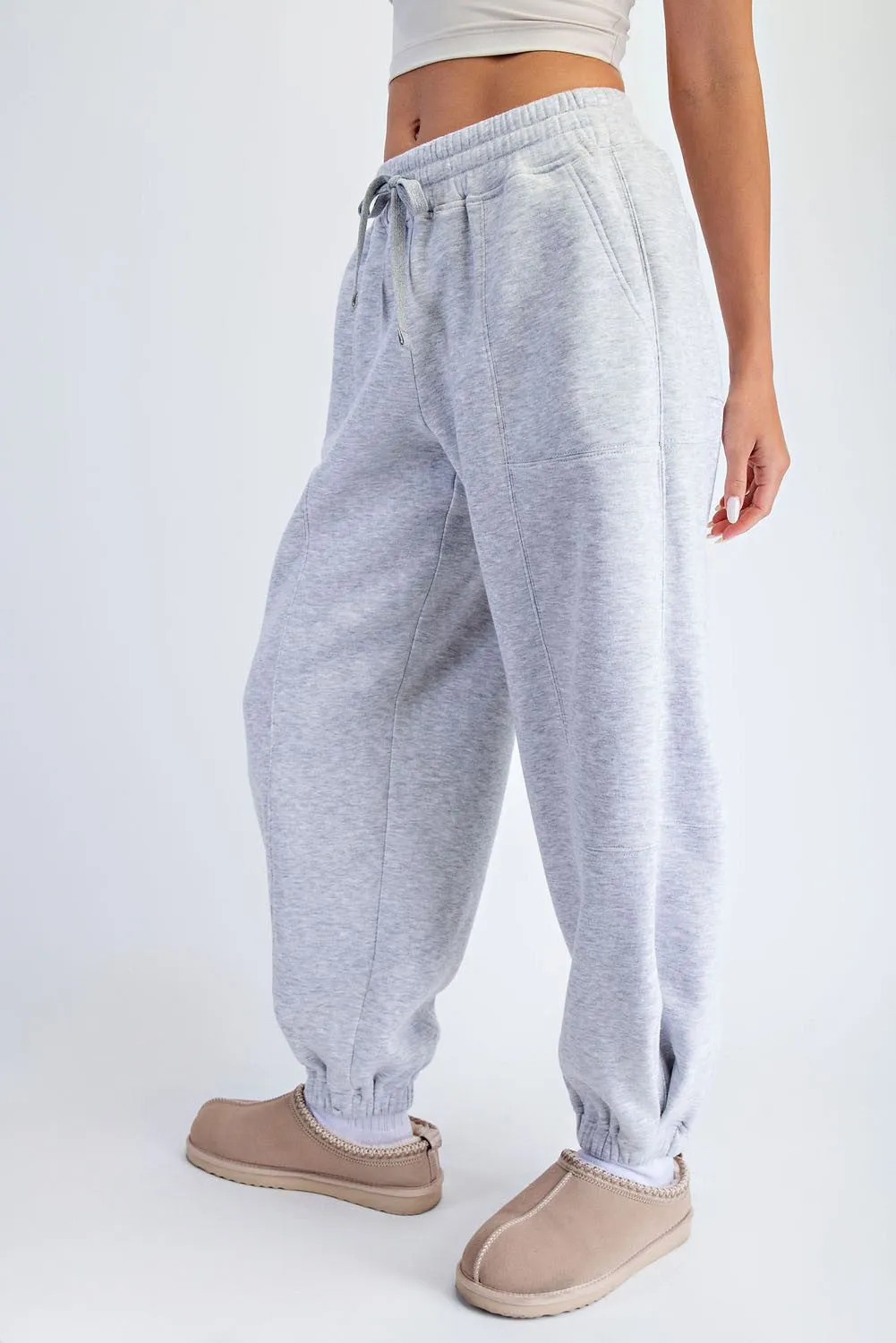 Heather Grey Multi Seam Fleece Sweatpants sold by Pinkblush product image thumbnail 3