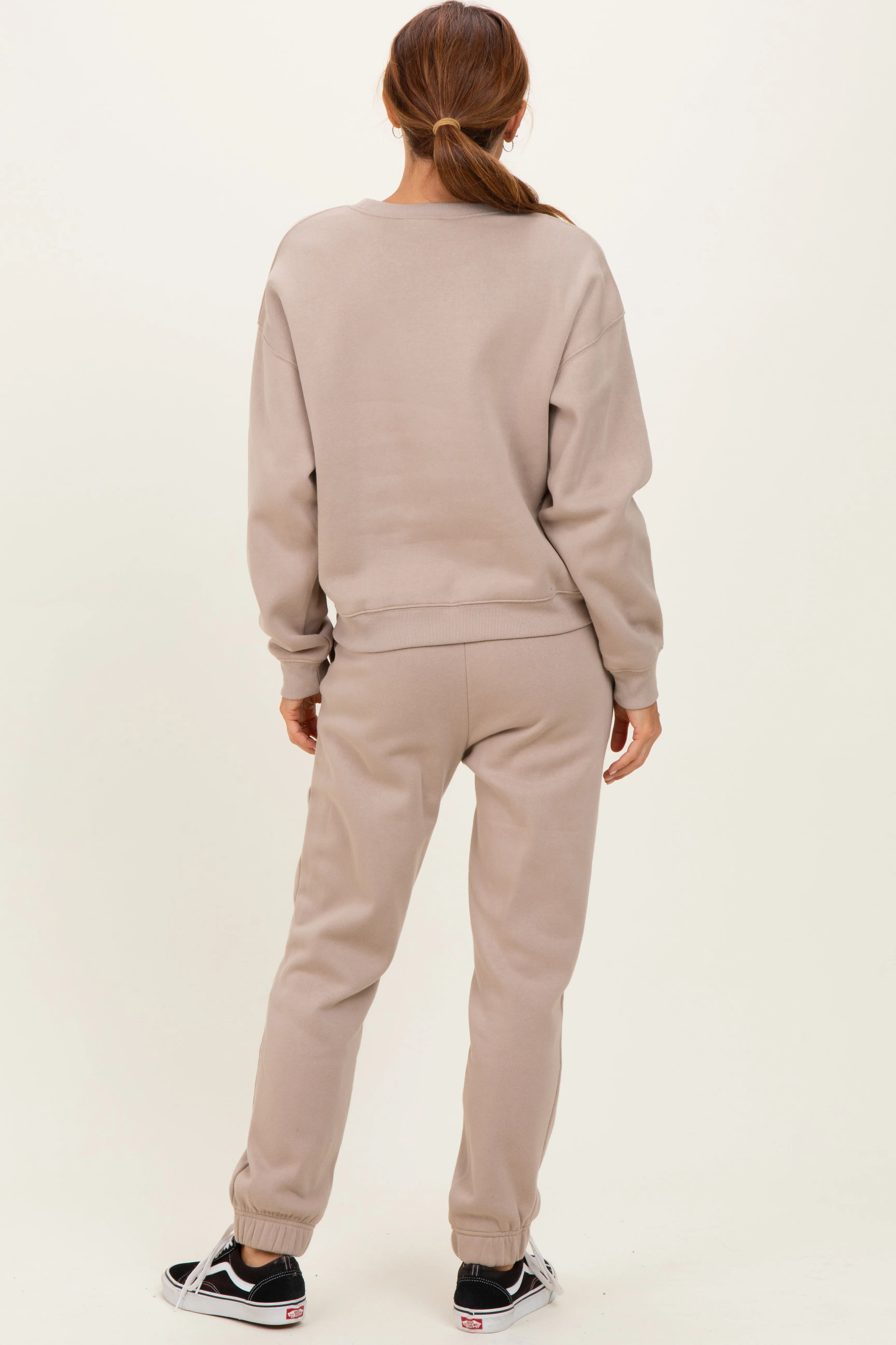 Light Mocha Fleece Long Sleeve Pullover & Jogger Set sold by Pinkblush product image thumbnail 4