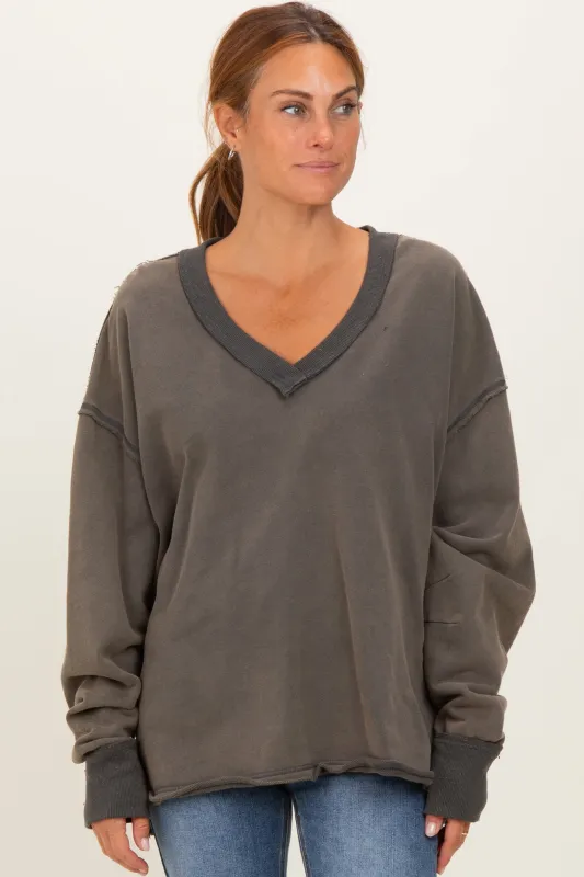 Charcoal Mineral Washed French Terry Oversized Sweatshirt sold by Pinkblush