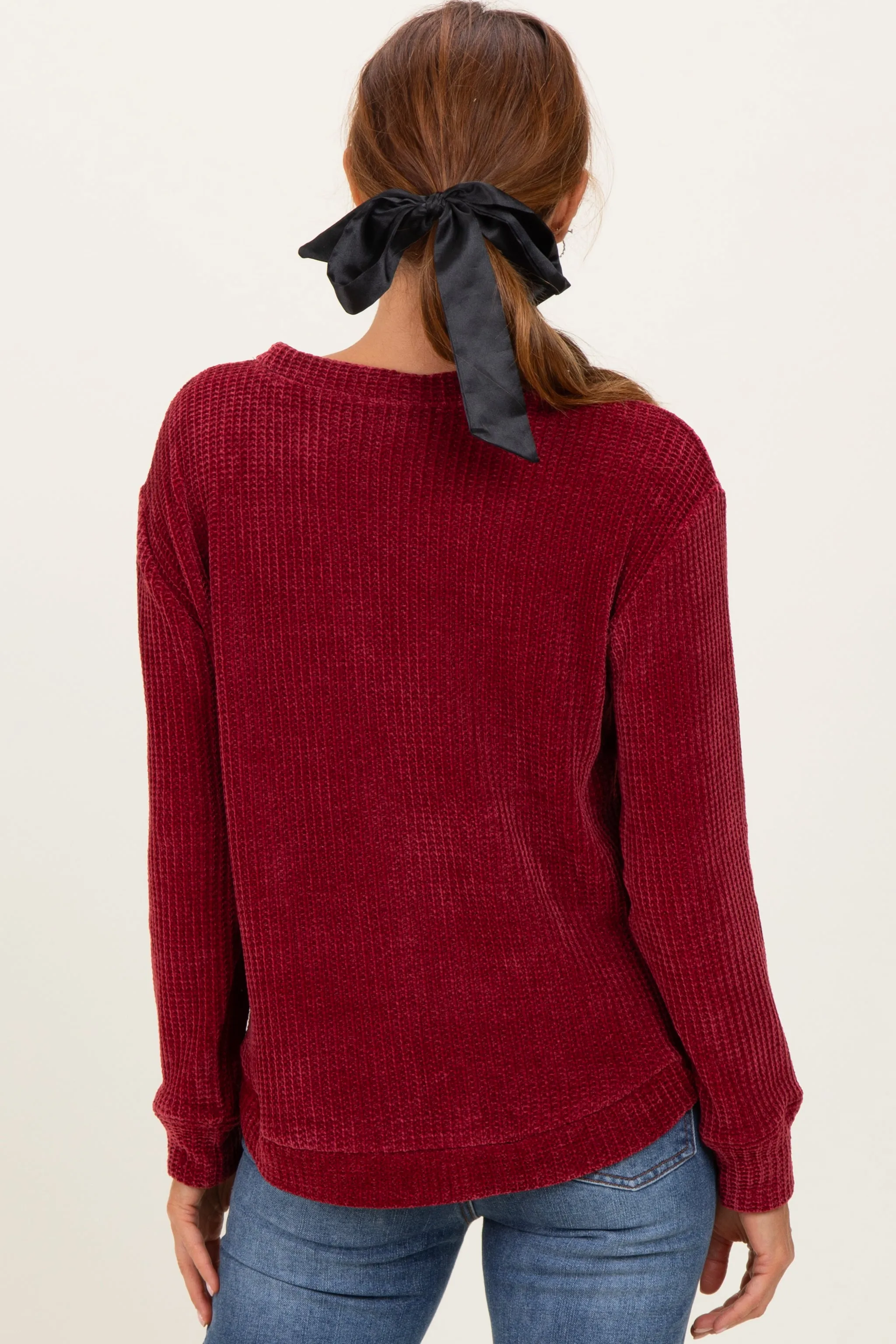Burgundy Chenille Knit Sweater sold by Pinkblush product image thumbnail 4