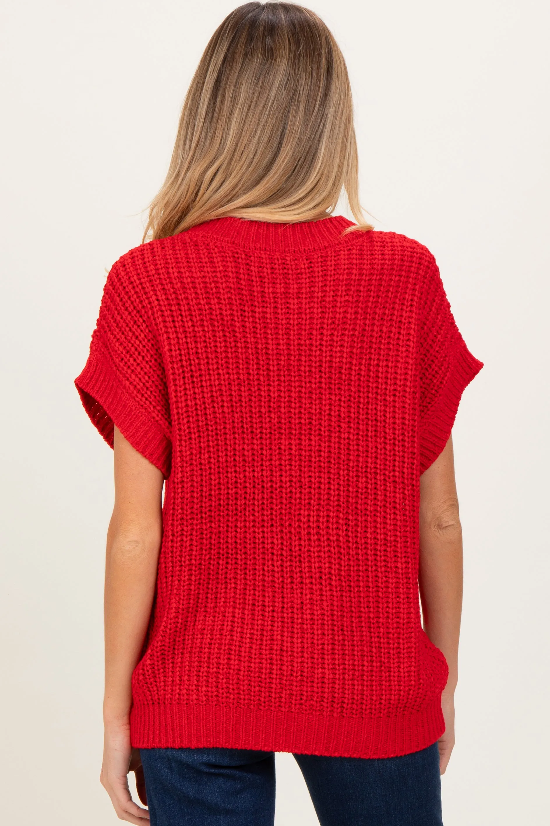 Red Short Sleeve Round Neck Maternity Sweater sold by Pinkblush product image thumbnail 3