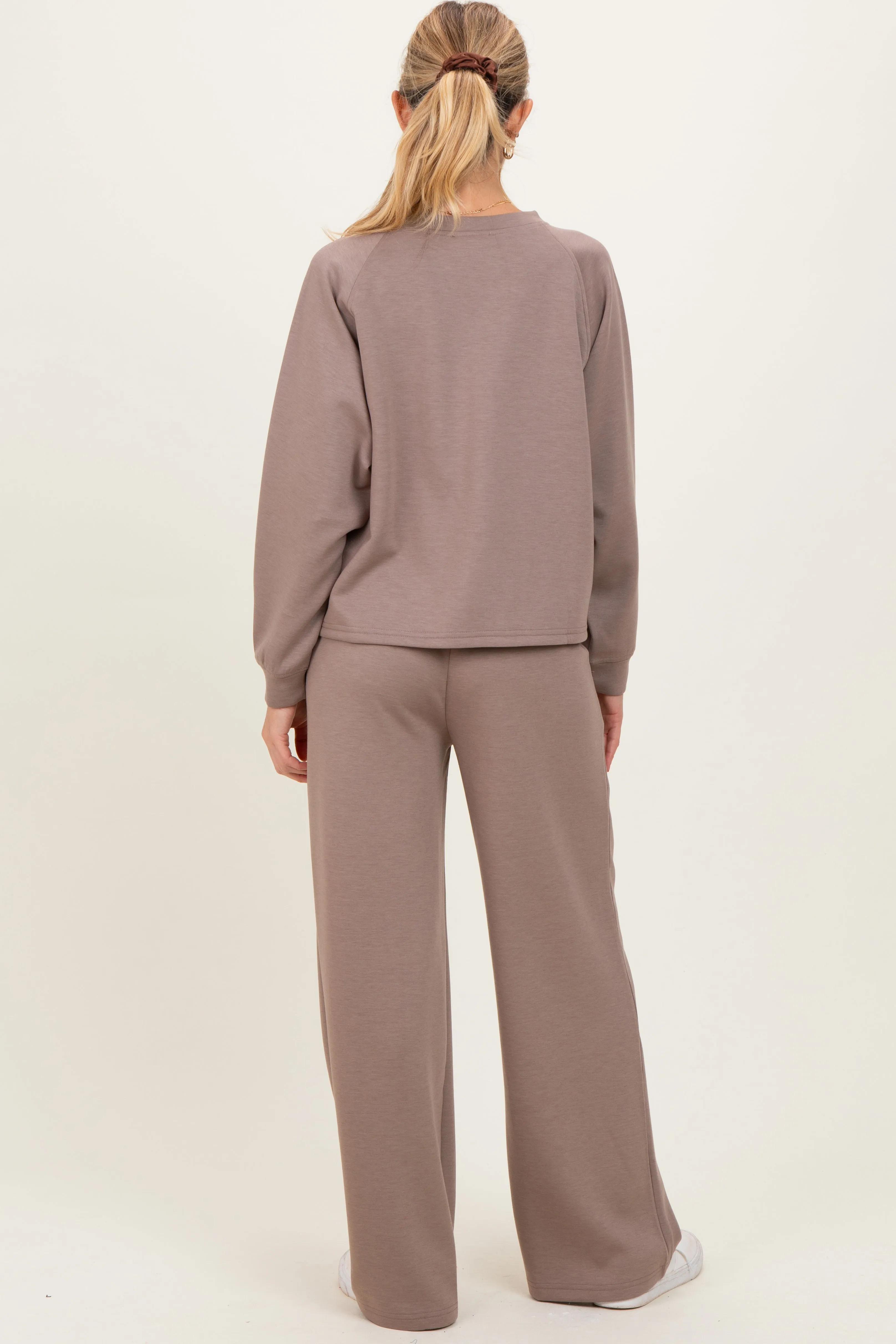 Mocha Crewneck Pullover Pant Maternity Set sold by Pinkblush product image thumbnail 4