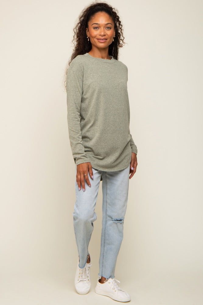 Sage Long Sleeve Curved Hem Top sold by Pinkblush product image thumbnail 5