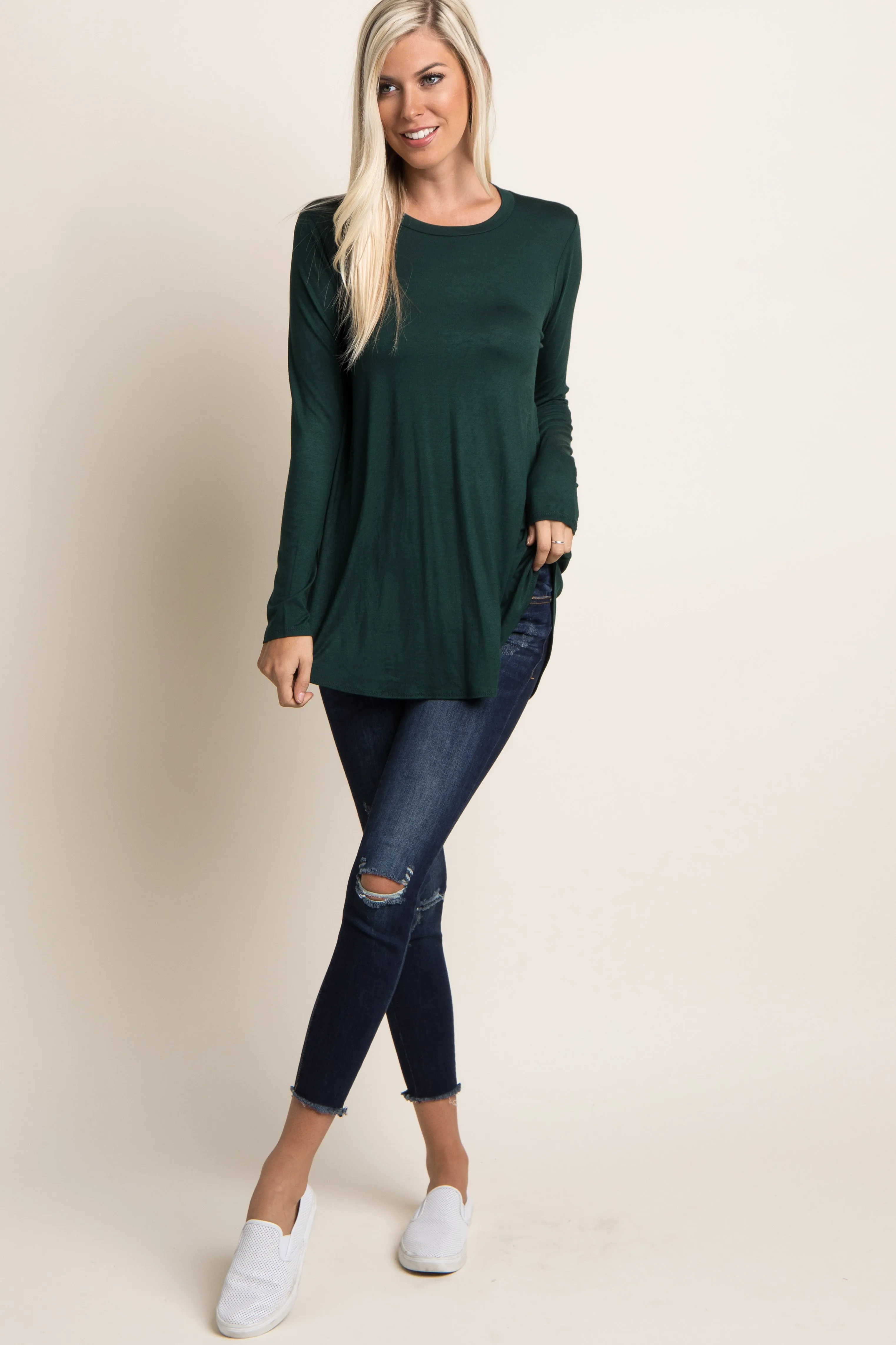 Forest Green Basic Long Sleeve Top sold by Pinkblush product image thumbnail 4