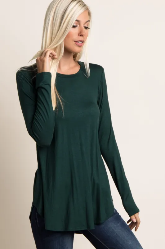 Forest Green Basic Long Sleeve Top sold by Pinkblush