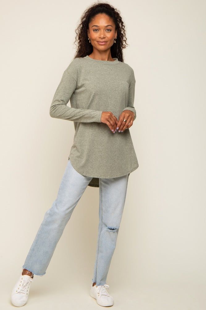 Sage Long Sleeve Curved Hem Top sold by Pinkblush product image thumbnail 4