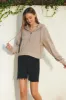 Oatmeal Ribbed Knit Full-Zip Hoodie sold by Pinkblush