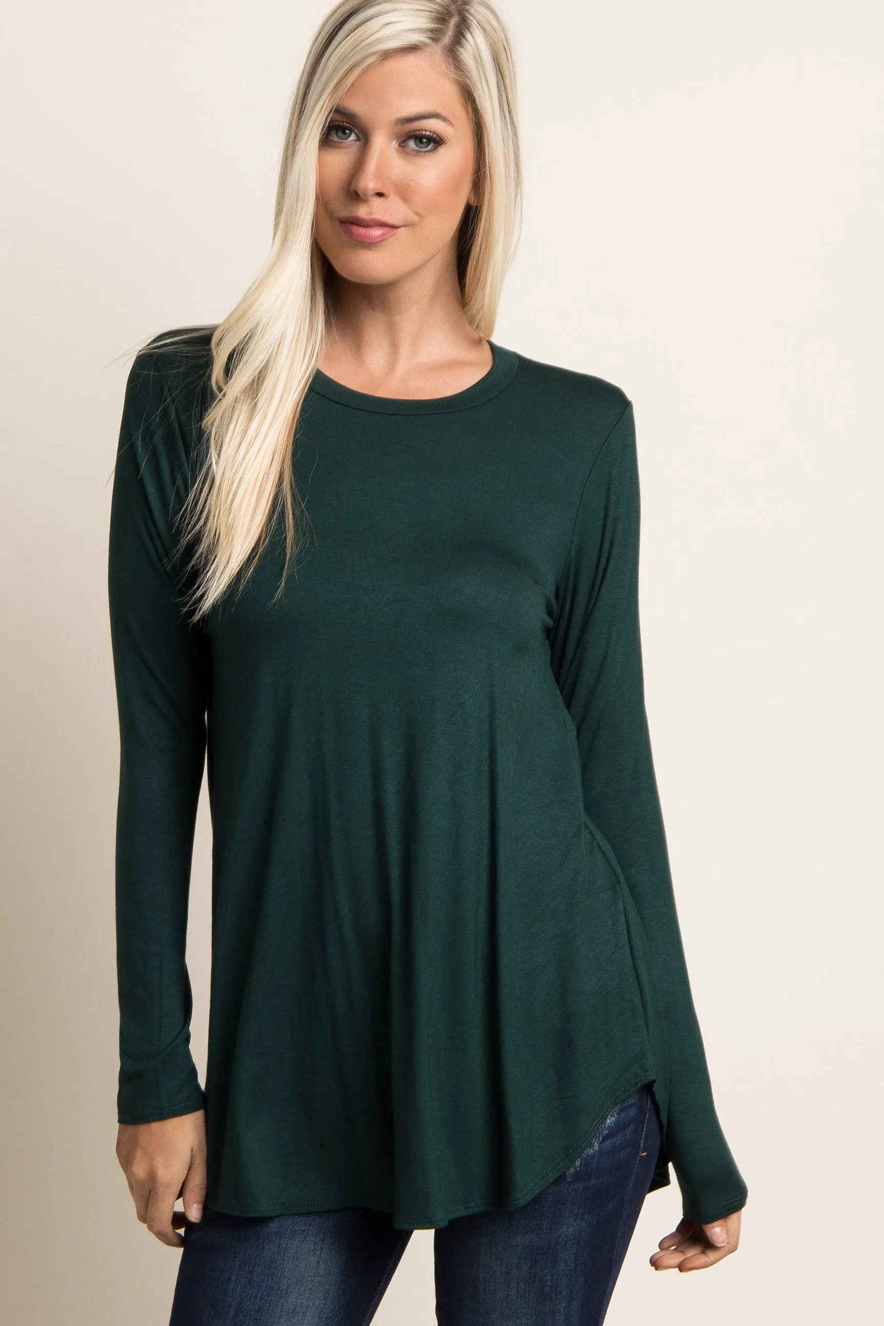 Forest Green Basic Long Sleeve Top sold by Pinkblush product image thumbnail 2