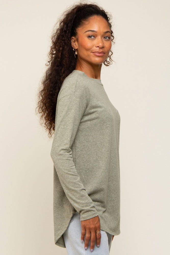 Sage Long Sleeve Curved Hem Top sold by Pinkblush product image thumbnail 2