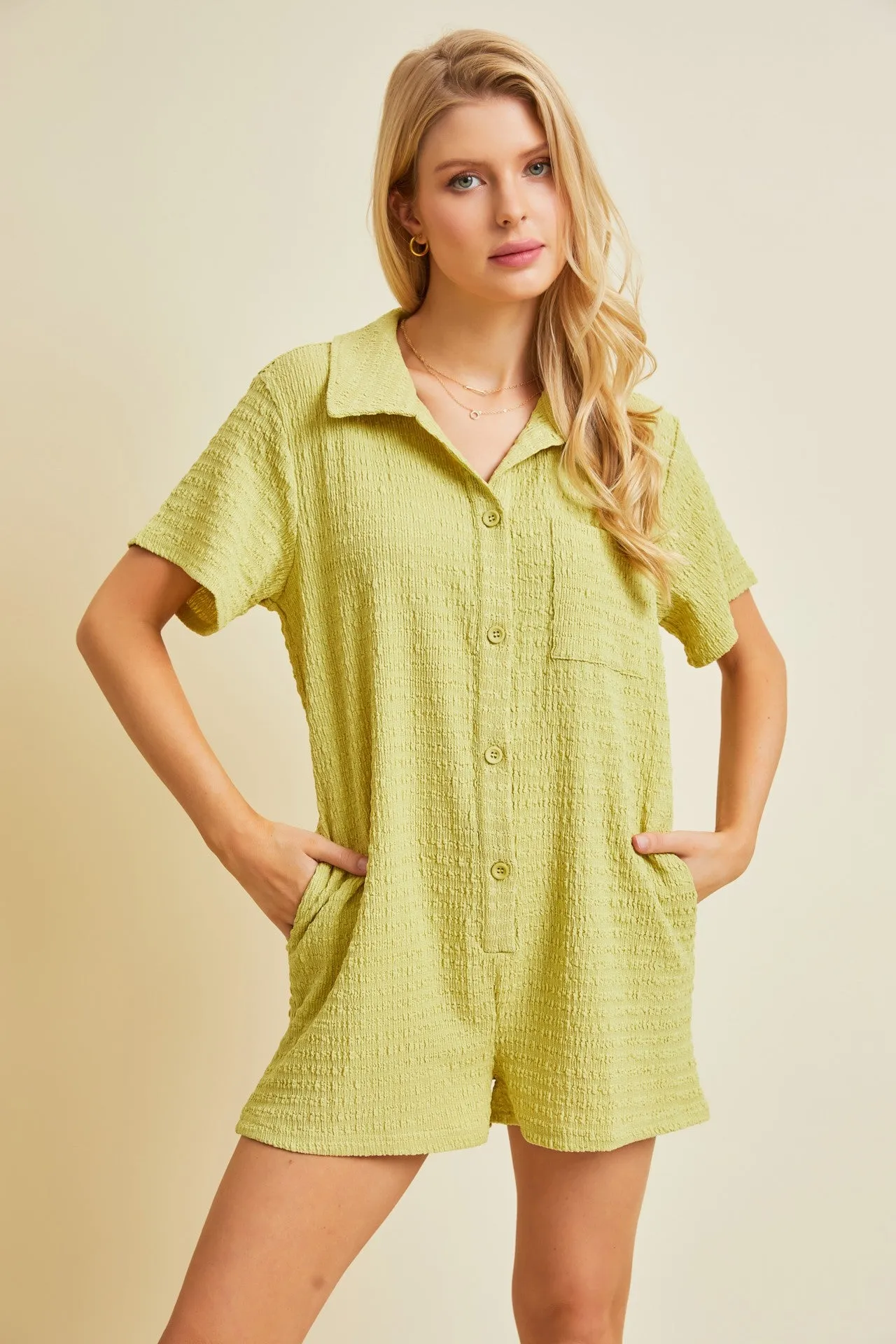 Green Relaxed Fit Romper sold by Pinkblush