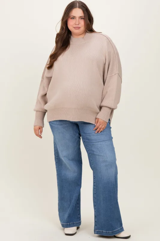 Light Blue Vintage Wash Wide Leg Maternity Plus Jeans made by Risen