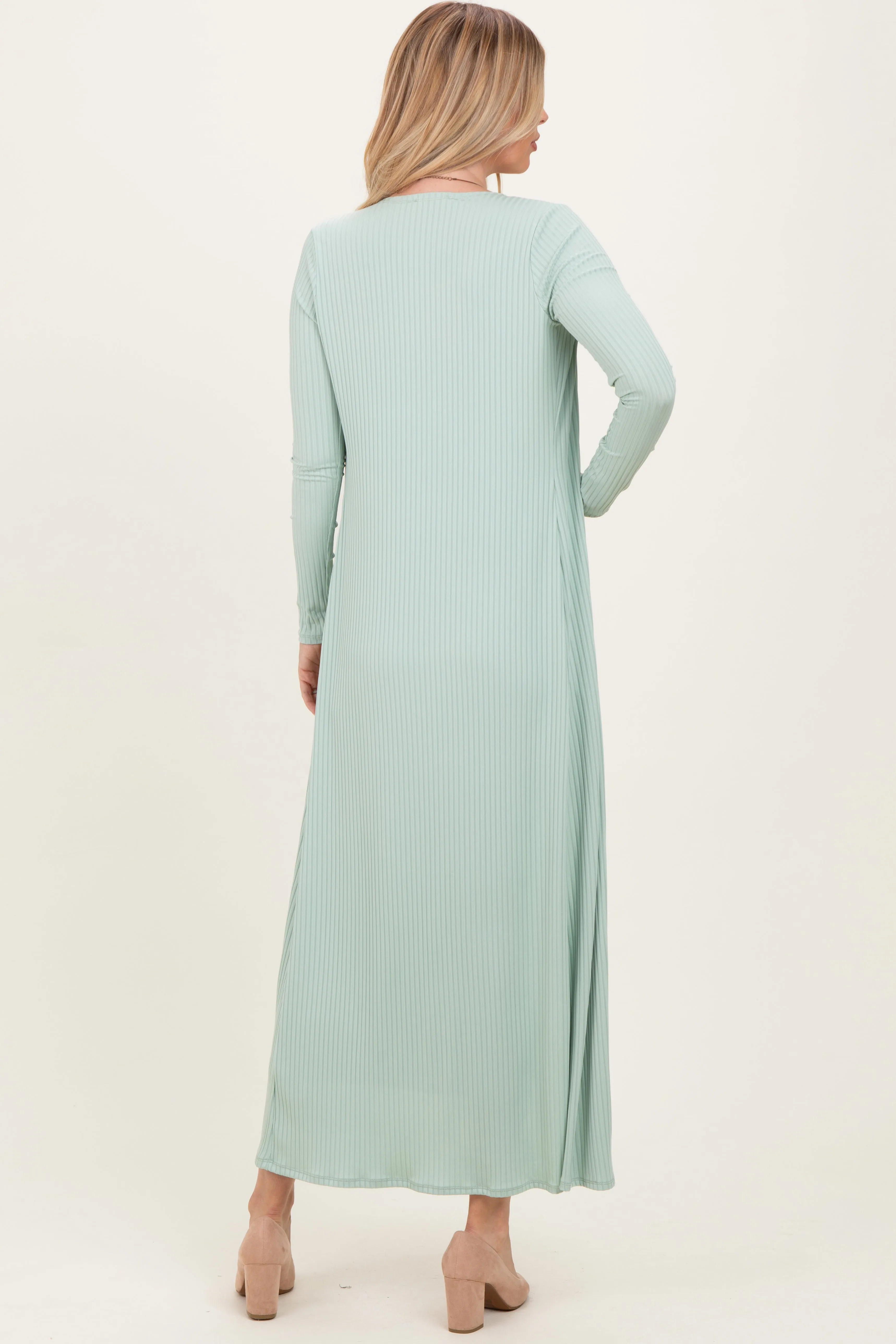 Sage Ribbed Sleeveless Dress Cardigan Set sold by Pinkblush product image thumbnail 4