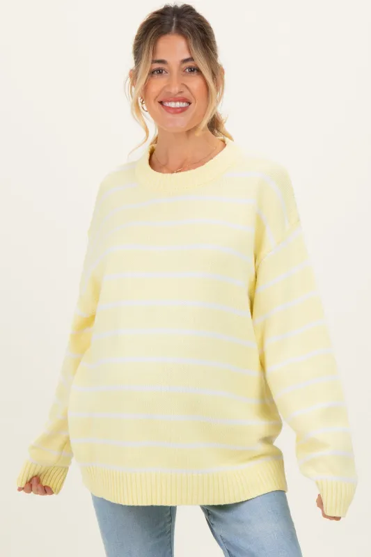 Yellow Striped Oversized Maternity Sweater sold by Pinkblush