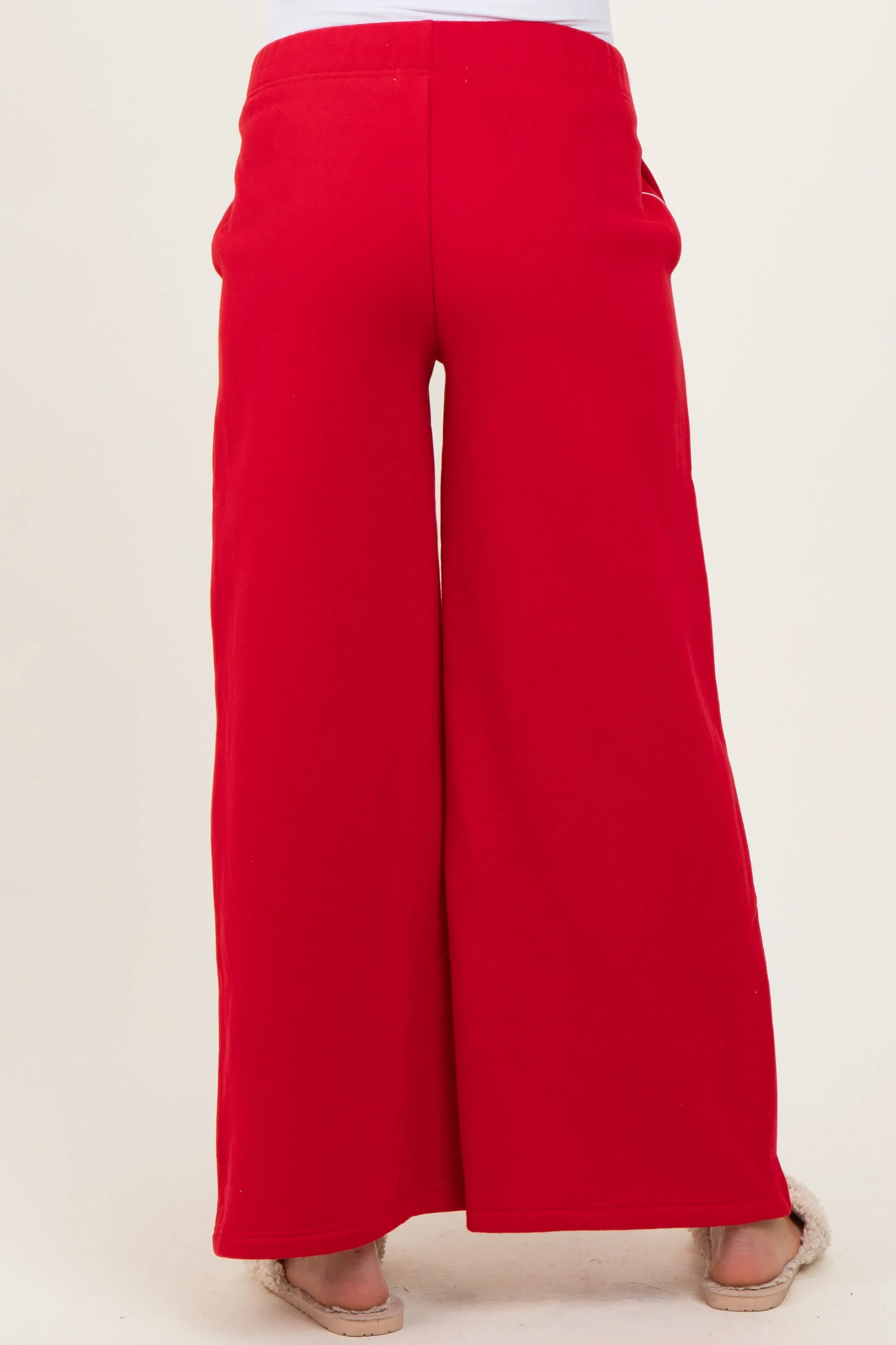 Red Fleece Wide Leg Maternity Sweatpants sold by Pinkblush product image thumbnail 4