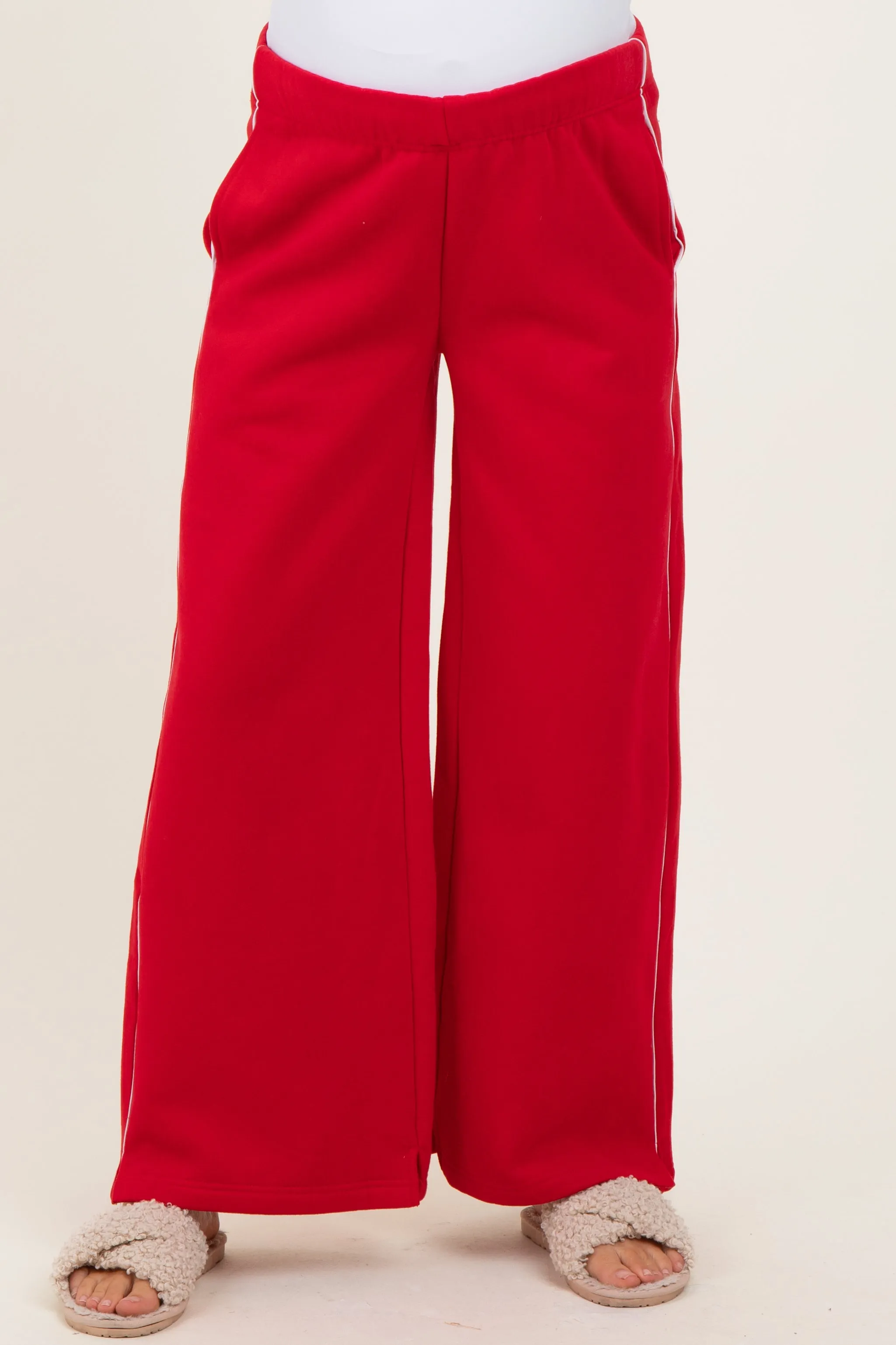 Red Fleece Wide Leg Maternity Sweatpants sold by Pinkblush product image thumbnail 2