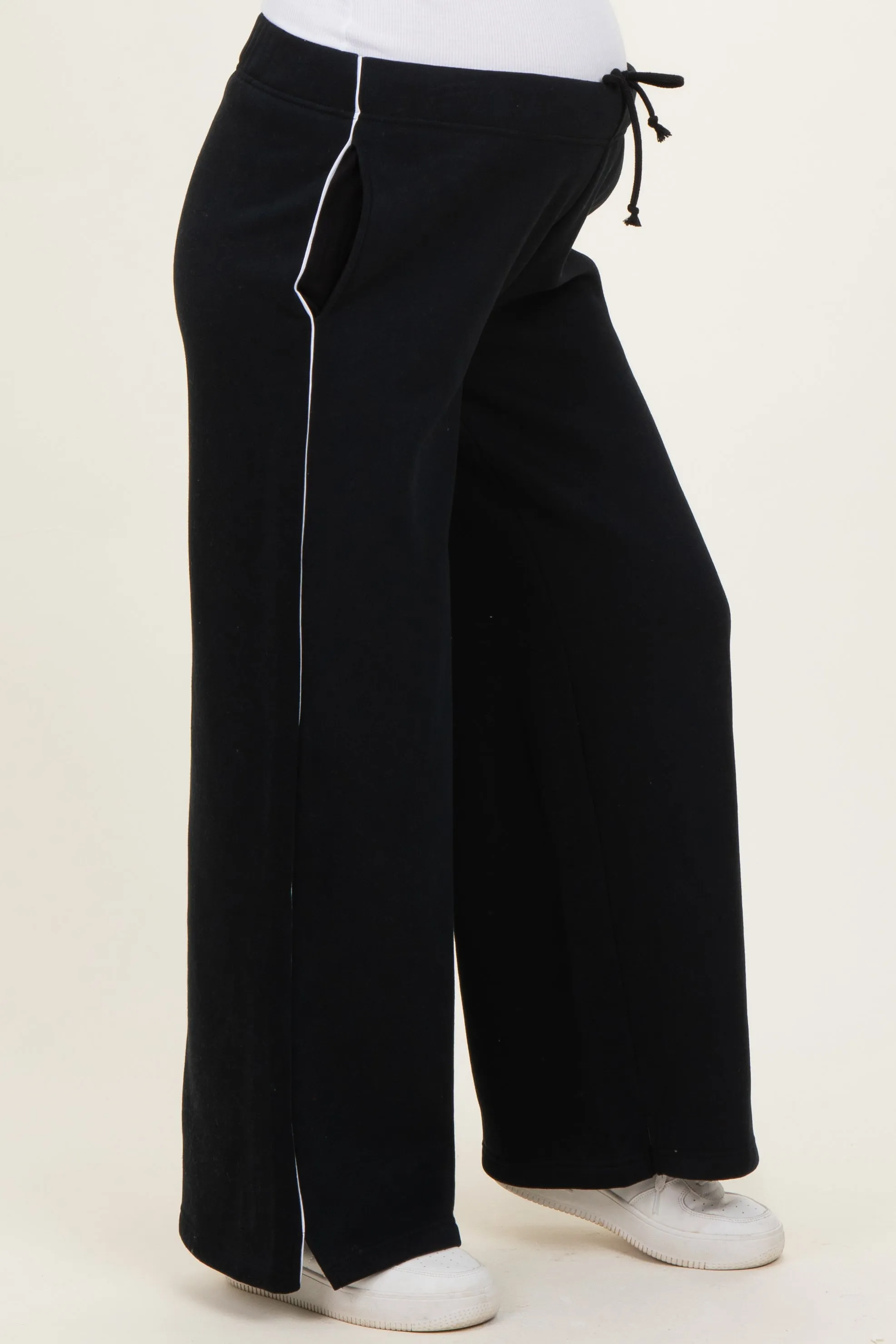 Black Fleece Wide Leg Maternity Sweatpants sold by Pinkblush product image thumbnail 3