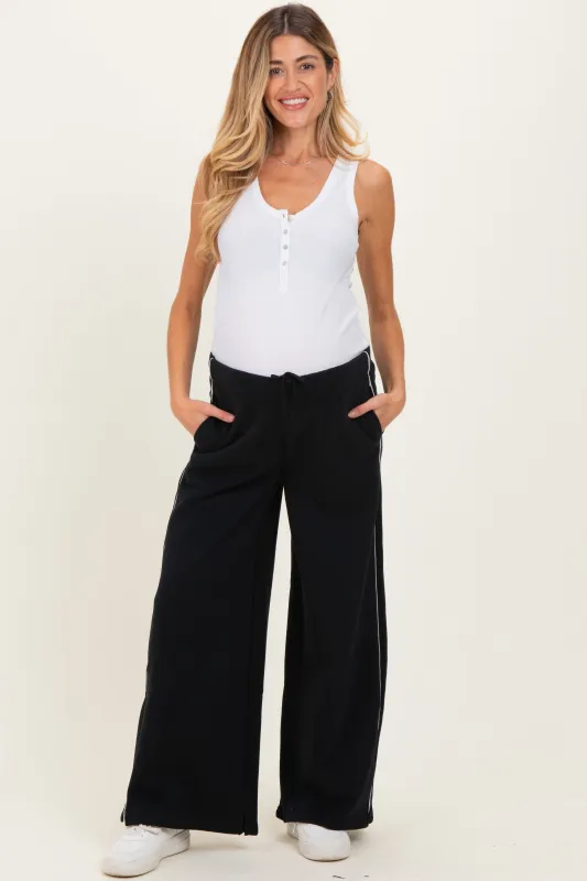 Black Fleece Wide Leg Maternity Sweatpants sold by Pinkblush