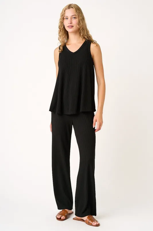 Black Rib Knit Tank and Pant Set sold by Pinkblush