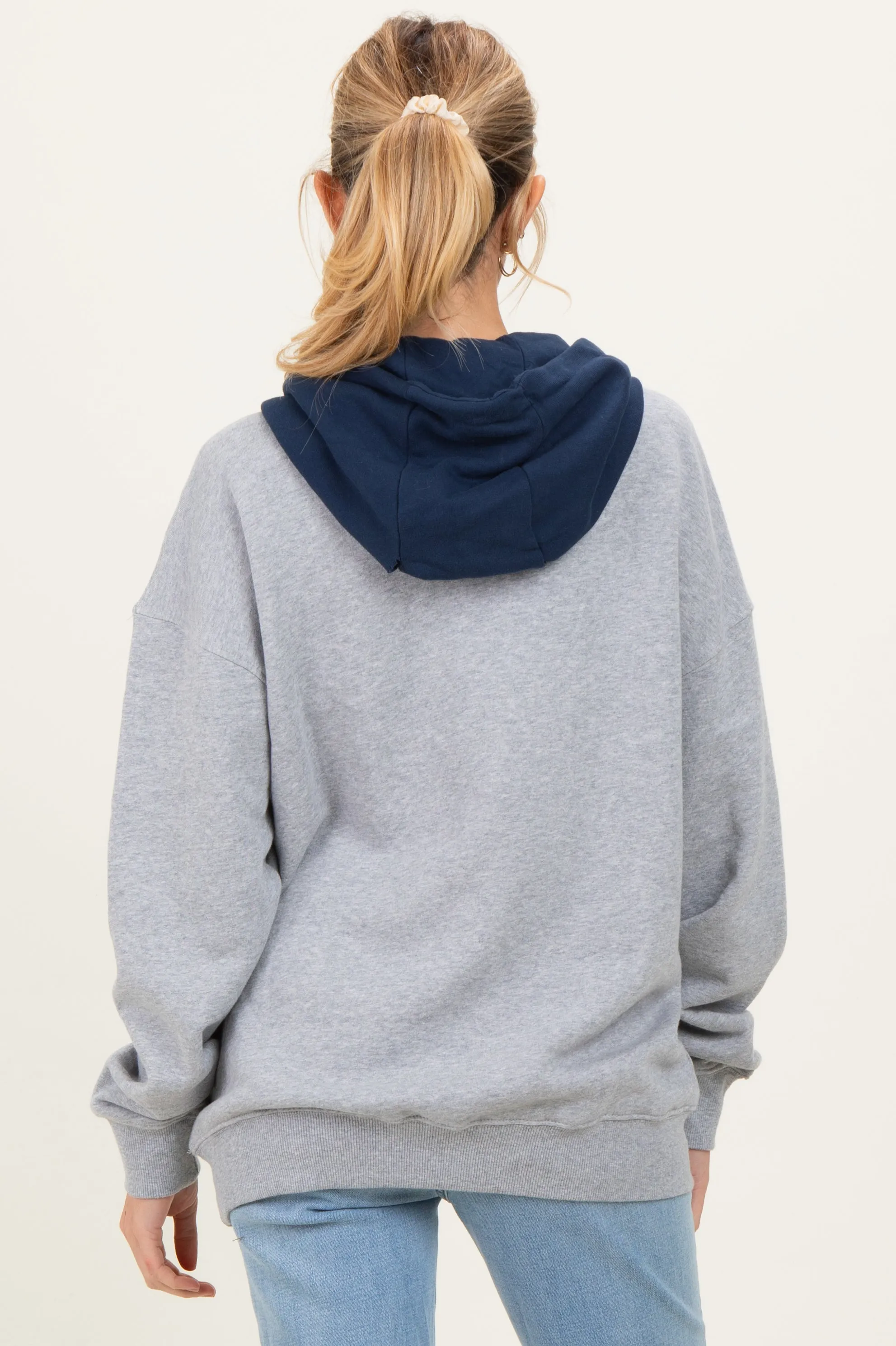 Navy Heather Grey Colorblock Maternity Hoodie sold by Pinkblush product image thumbnail 4