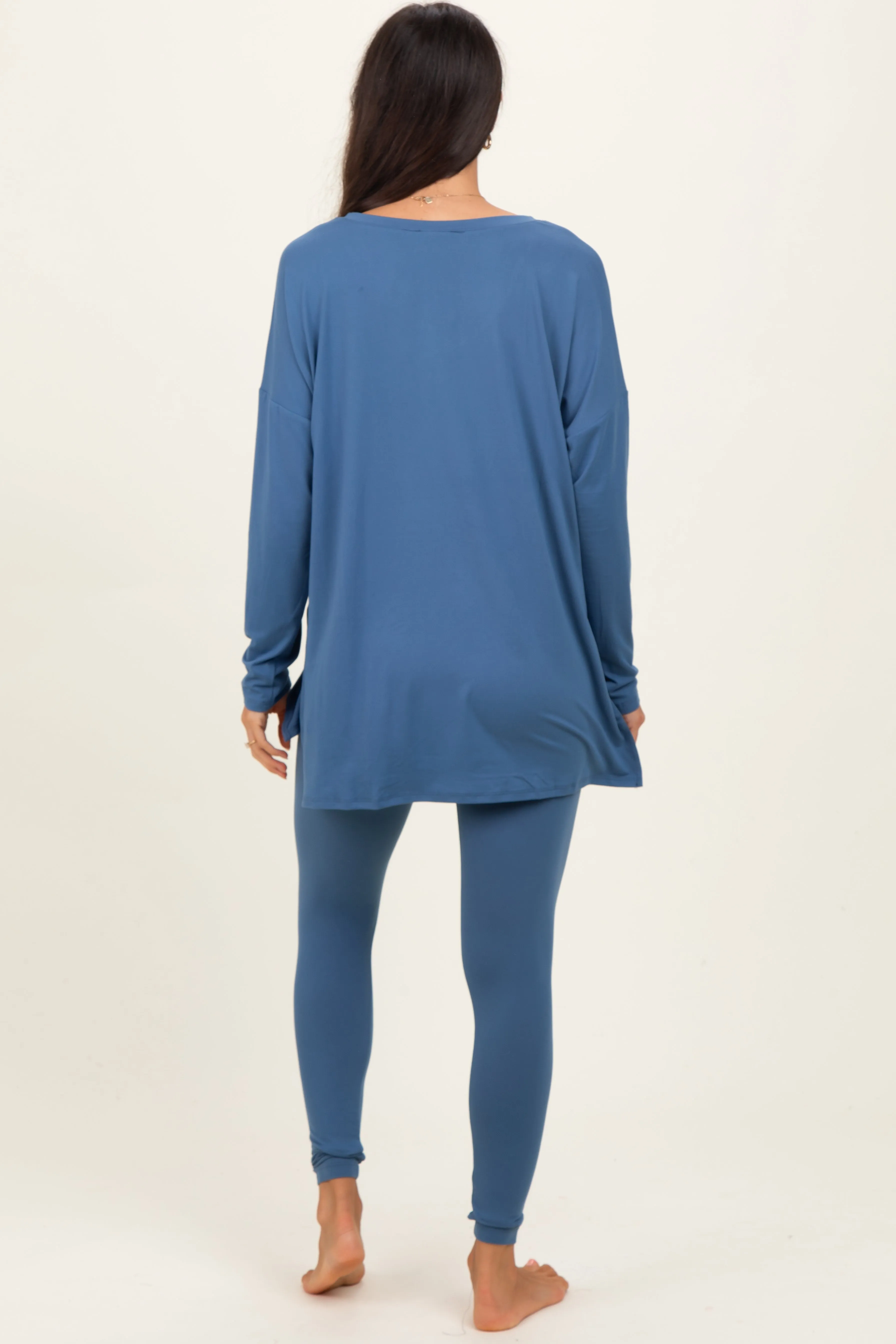 Blue Brushed Knit Oversized Top and Legging Set sold by Pinkblush product image thumbnail 4