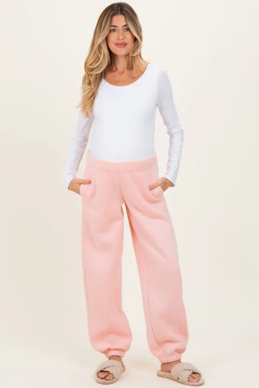 Light Pink Fleece Maternity Sweatpants sold by Pinkblush