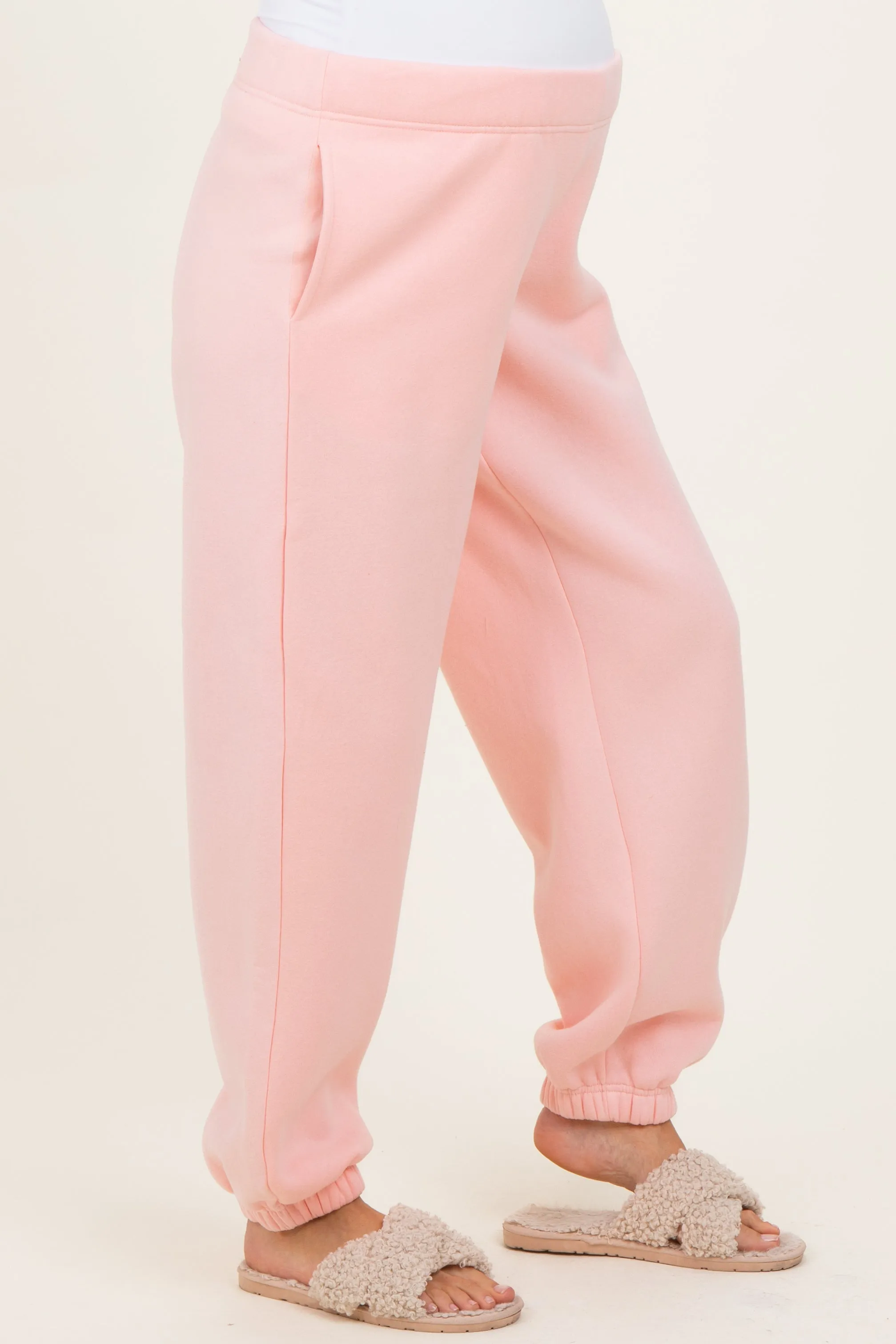 Light Pink Fleece Maternity Sweatpants sold by Pinkblush product image thumbnail 3