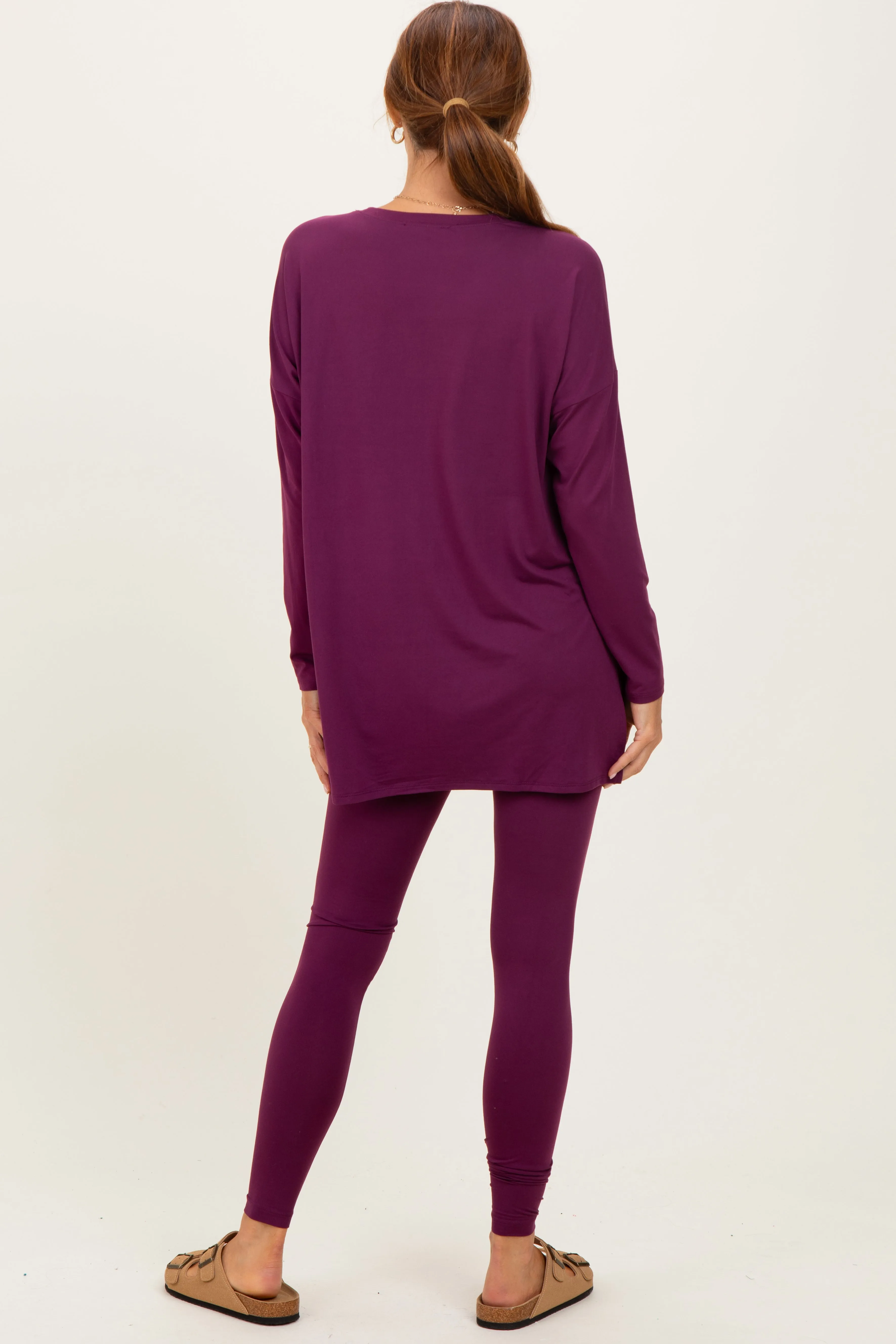 Plum Brushed Knit Oversized Top and Legging Set sold by Pinkblush product image thumbnail 4
