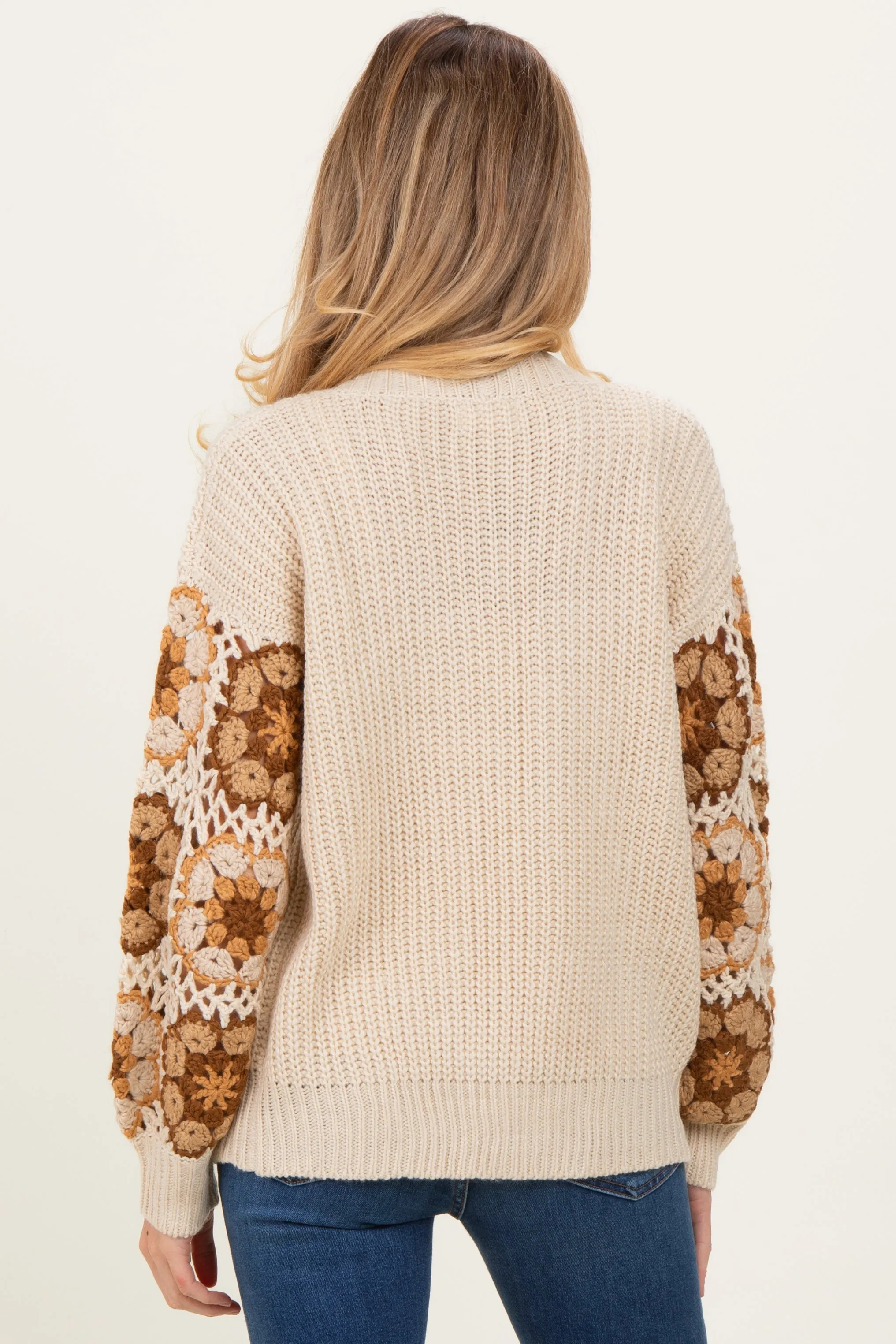 Beige Crochet Detail Sleeve Maternity Cardigan sold by Pinkblush product image thumbnail 4