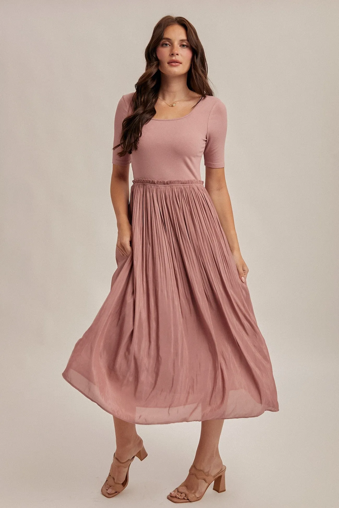 Mauve Scoop Neck Pleated Skirt Ballet Maternity Dress sold by Pinkblush product image thumbnail 5