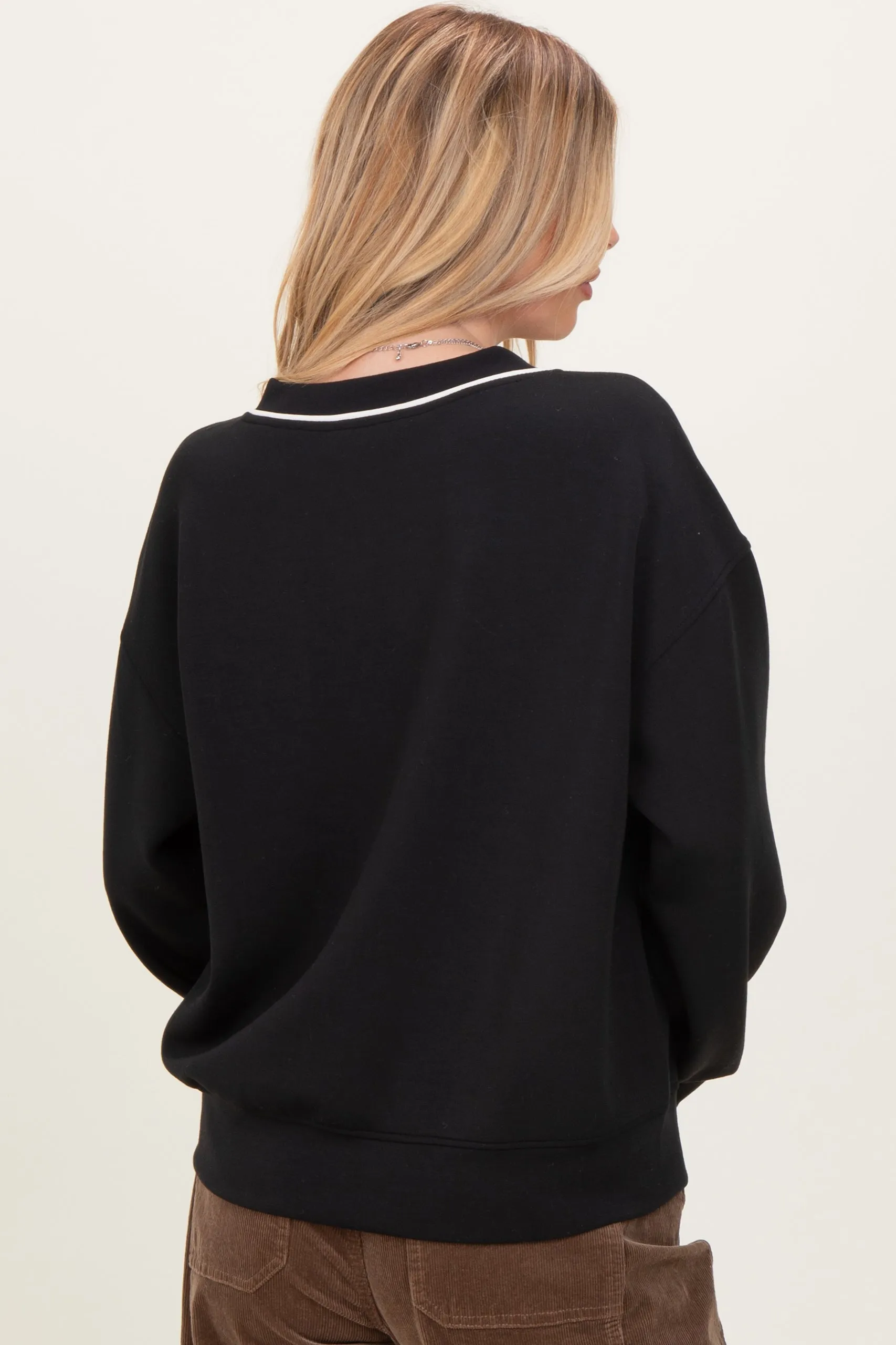 Black V-Neck Sweatshirt sold by Pinkblush product image thumbnail 3