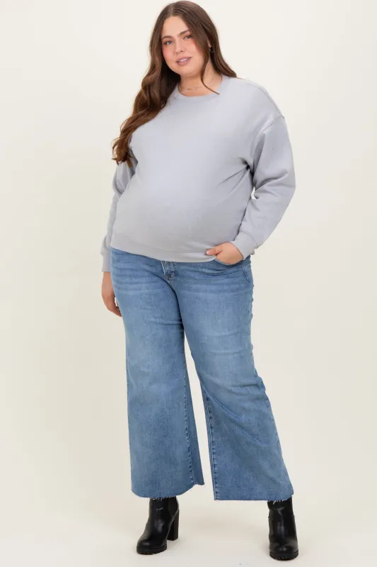 Blue Cut Hem Cropped Wide Leg Maternity Jeans made by Risen