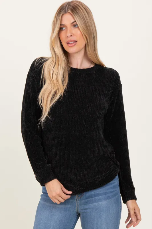 Black Chenille Knit Sweater sold by Pinkblush