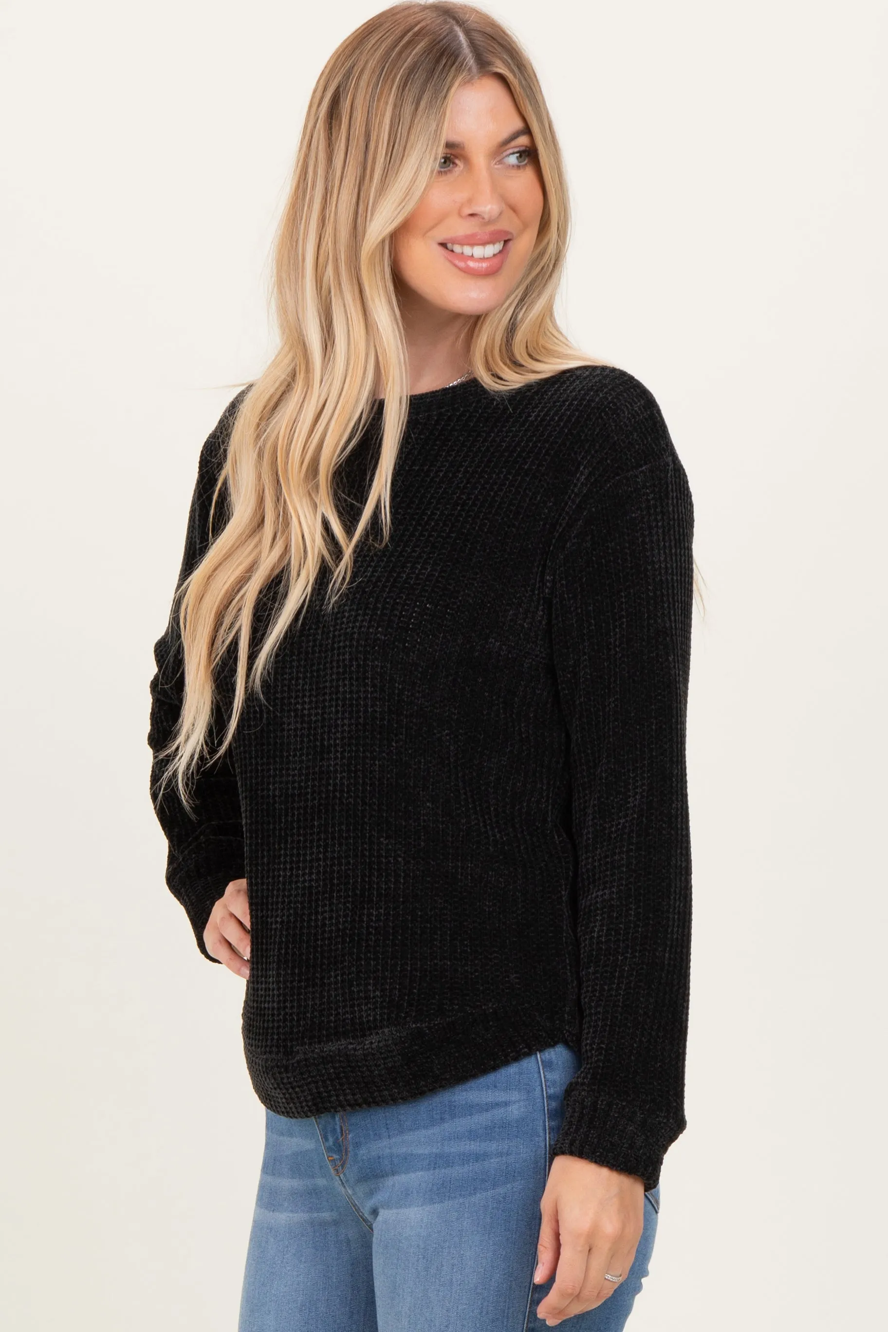 Black Chenille Knit Sweater sold by Pinkblush product image thumbnail 3