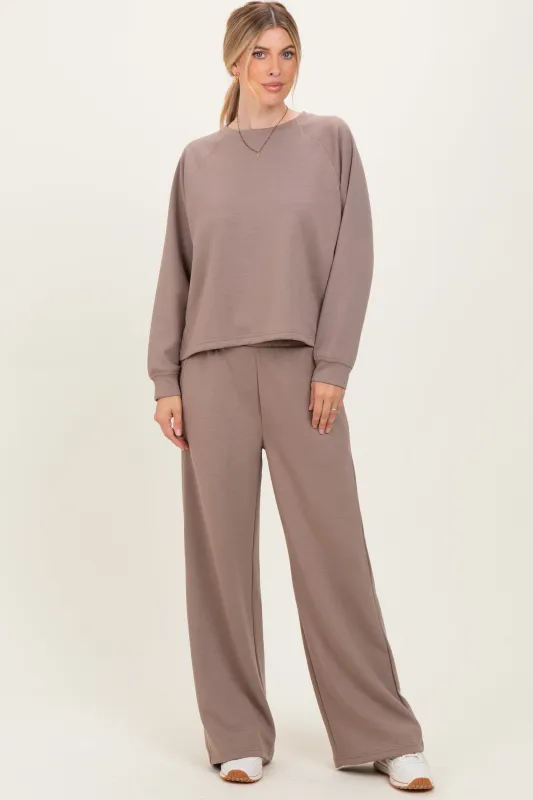 Mocha Crewneck Pullover Pant Set sold by Pinkblush