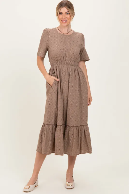 Brown Houndstooth Lace Midi Dress sold by Pinkblush