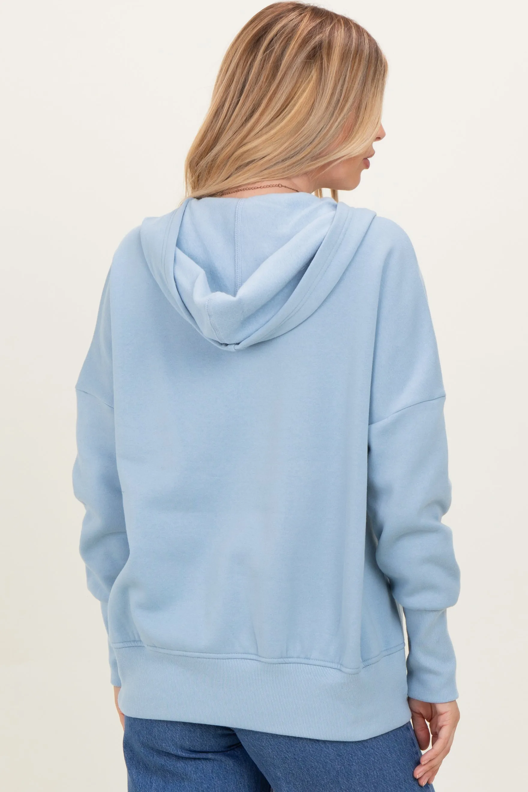 Light Blue Fleece Snap Button Hoodie sold by Pinkblush product image thumbnail 4