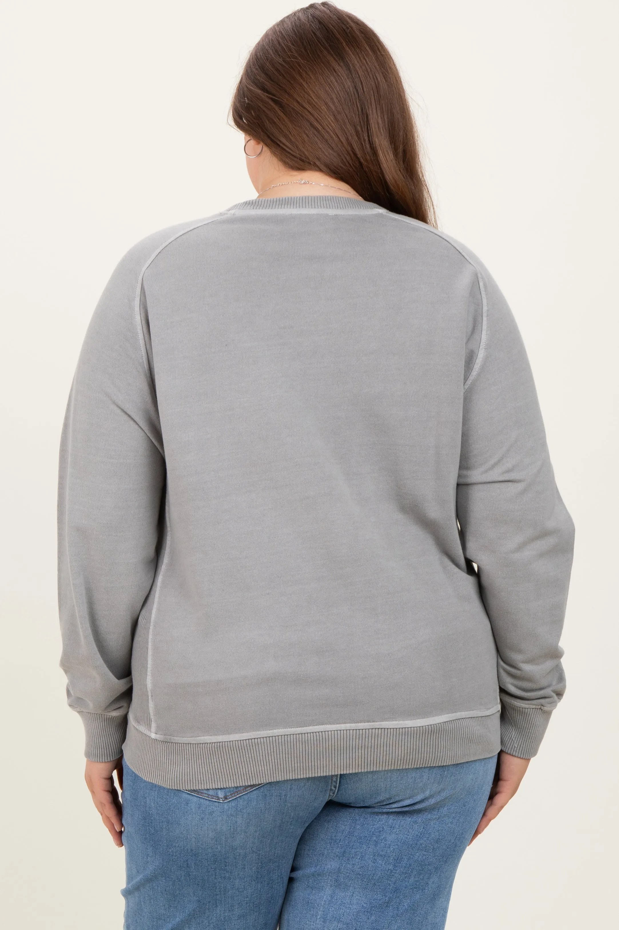 Heather Grey French Terry Vintage Wash Maternity Plus Pullover sold by Pinkblush product image thumbnail 4